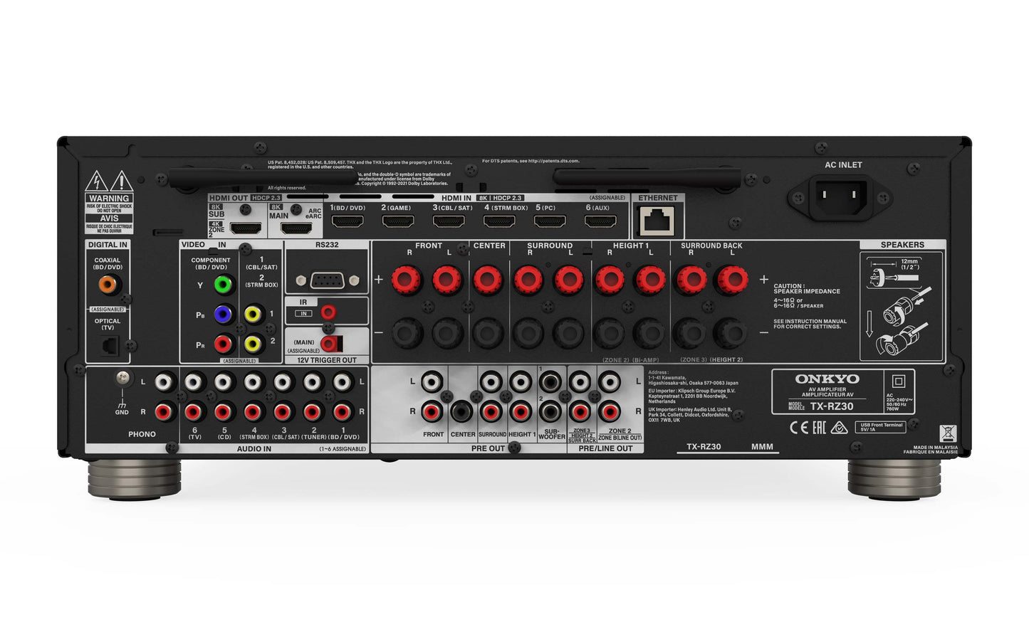 Onkyo TX-RZ30 Home Theatre Receiver - Rear