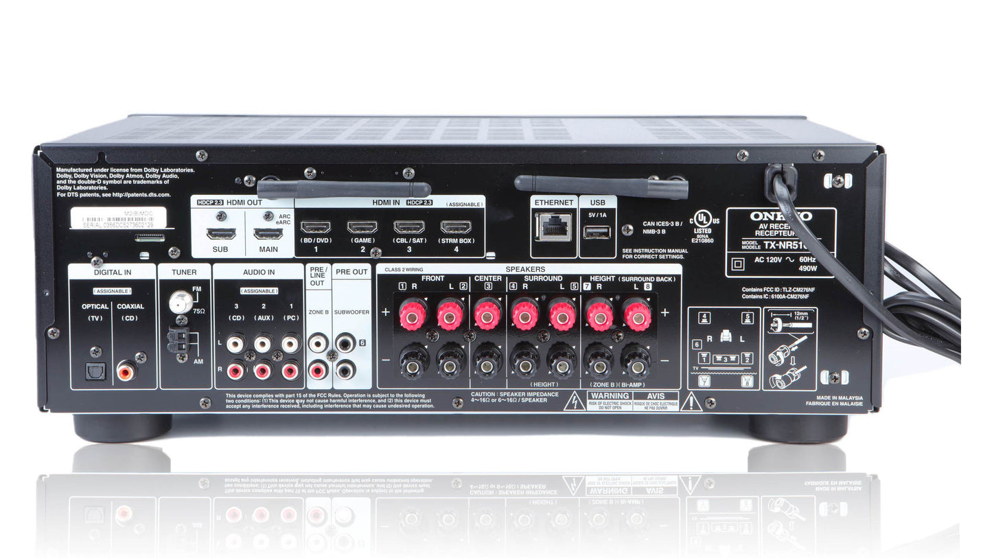 Onkyo TX-NR5100 - Rear-Panel USB port for audio playback from USB flash drives