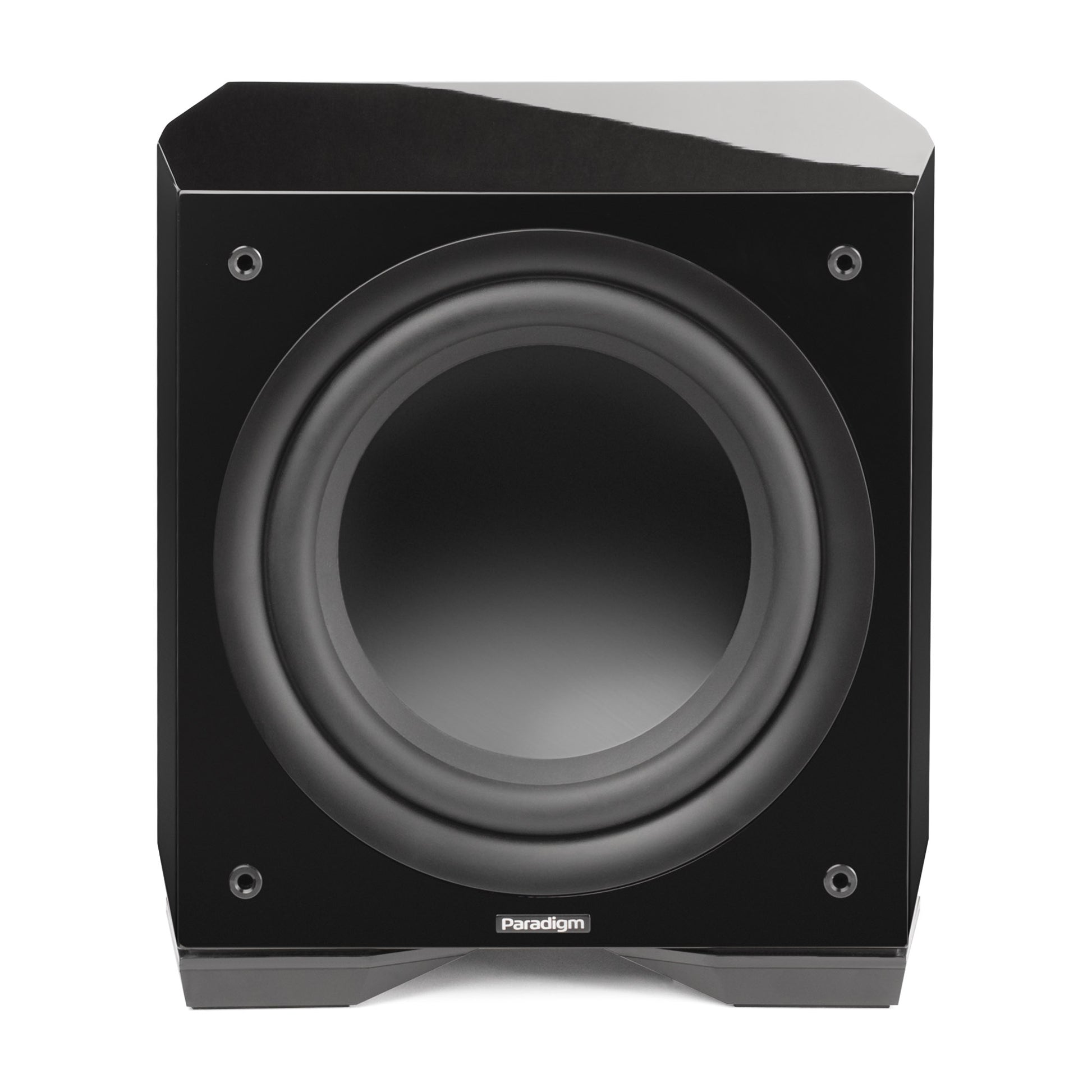Front of  Paradigm Defiance S10 in Gloss Black with grille off