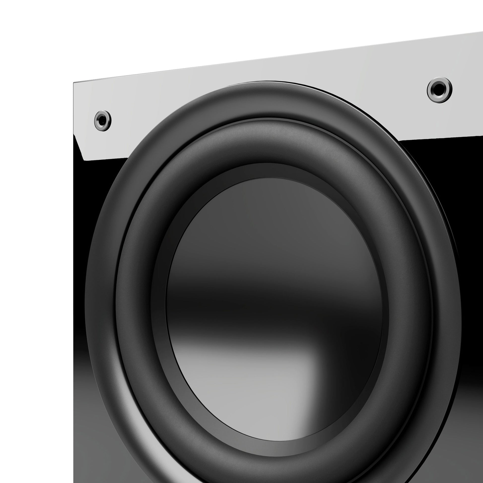 Close up of Paradigm Defiance S10 Subwoofer in gloss black