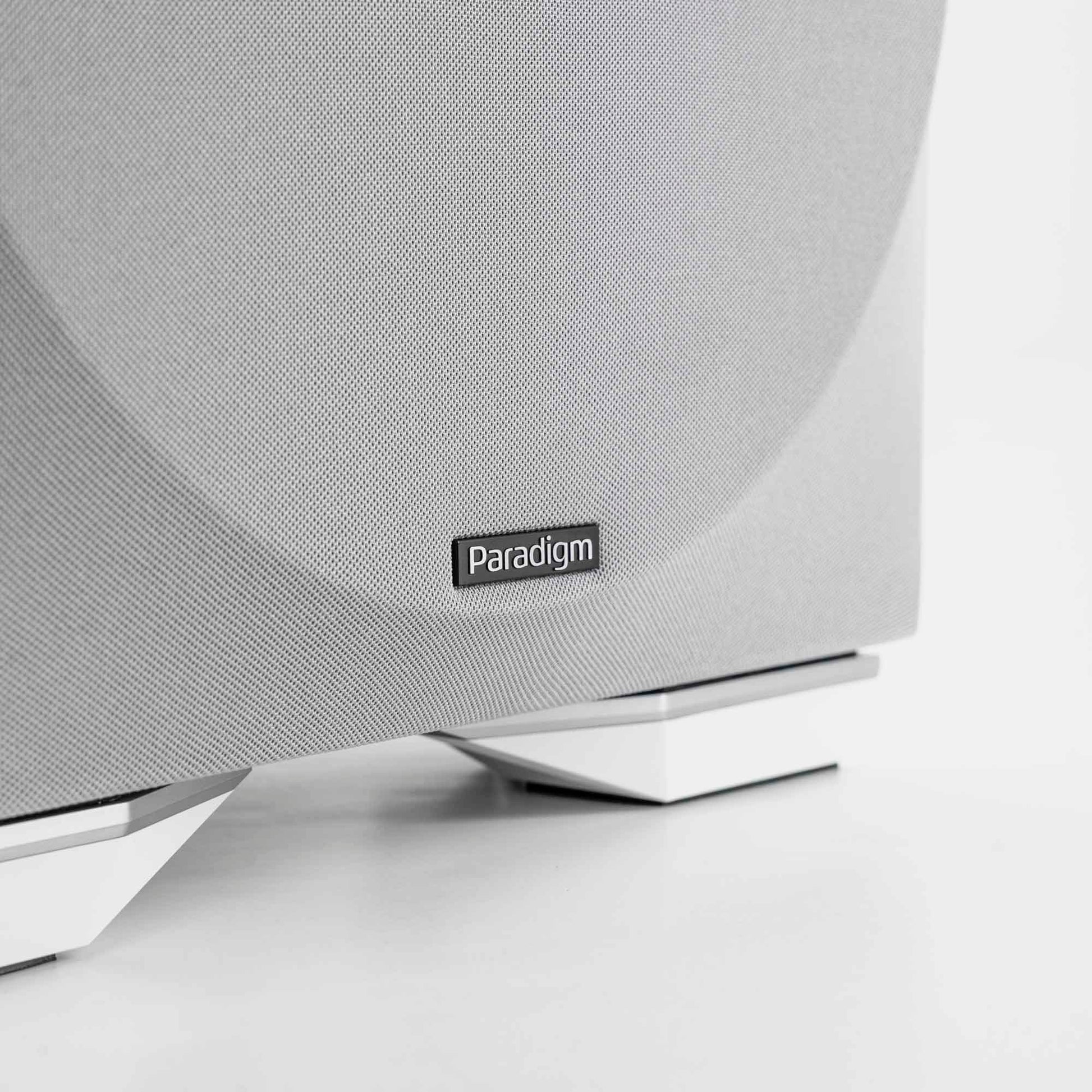 Close up of Paradigm Defiance S10 Subwoofer logo