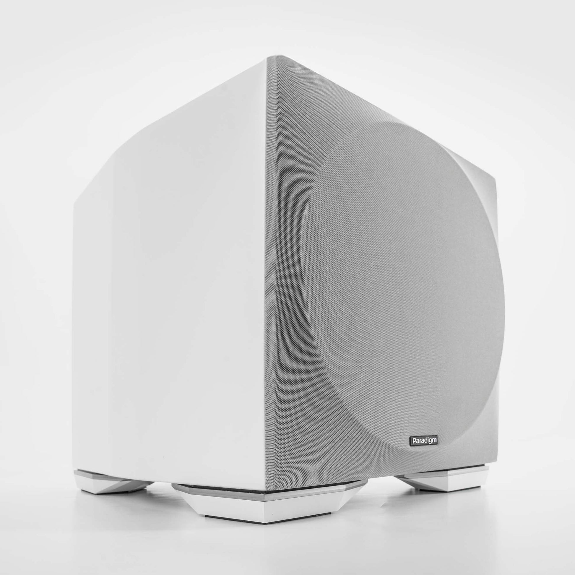 Front angle of Paradigm Defiance S10 Subwoofer in white