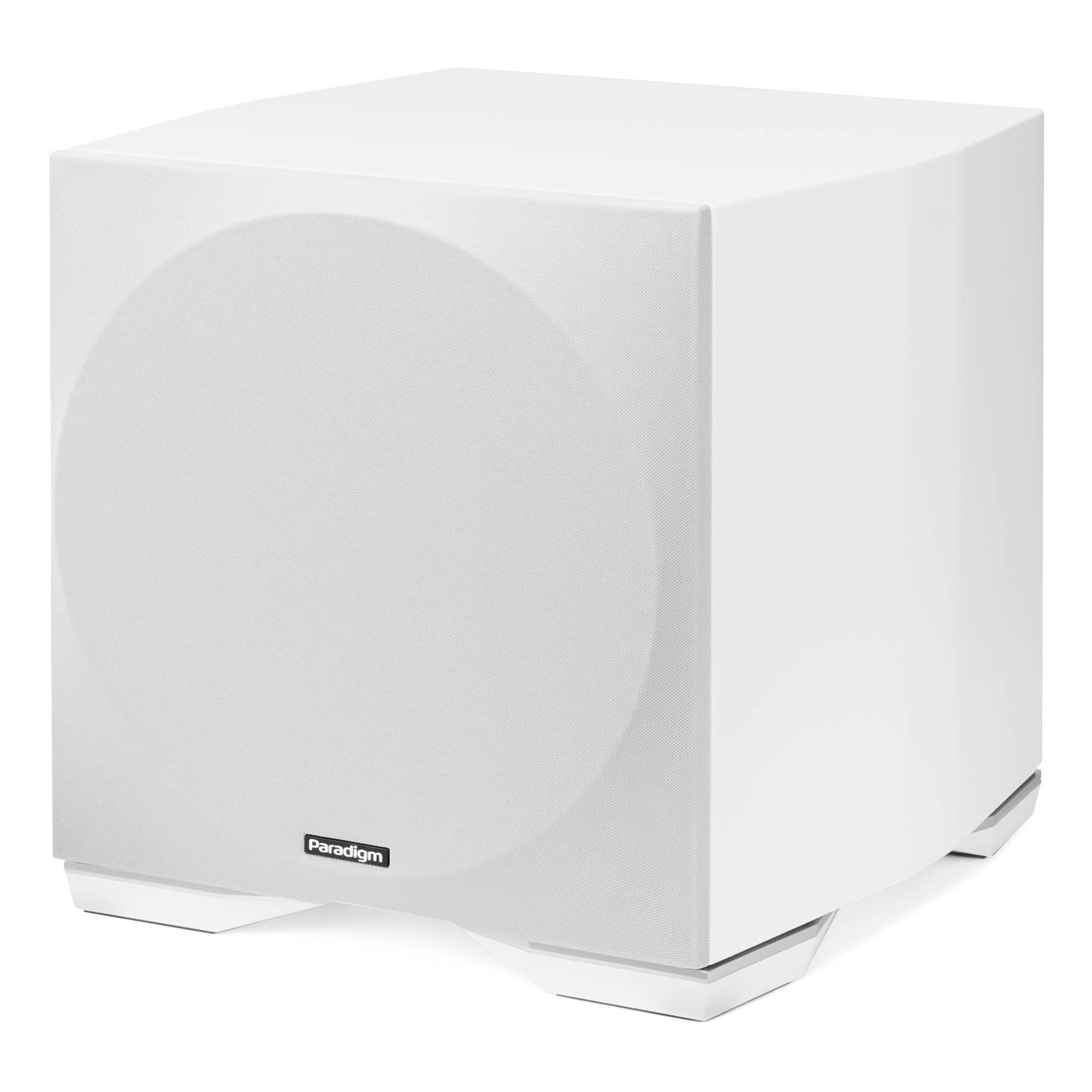 Angle of Paradigm Defiance S10 in Satin White with grille on