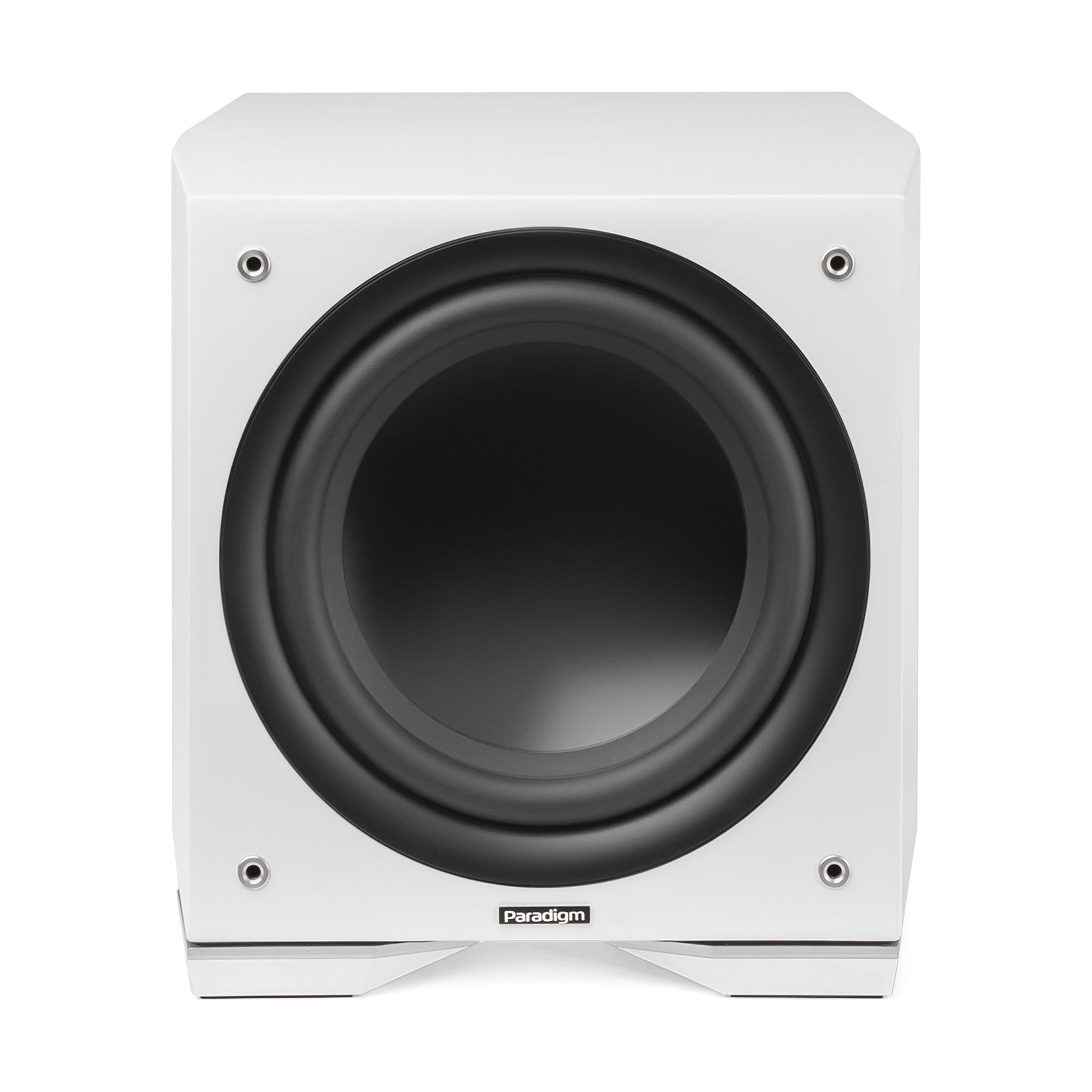 Front view of Paradigm Defiance S10 in Satin White grille off