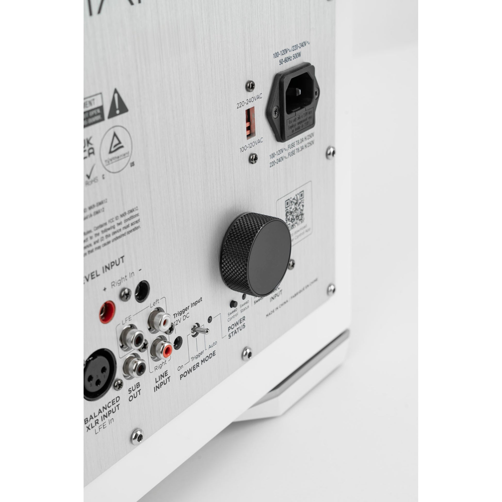 Back of white Paradigm Defiance S10 Subwoofer