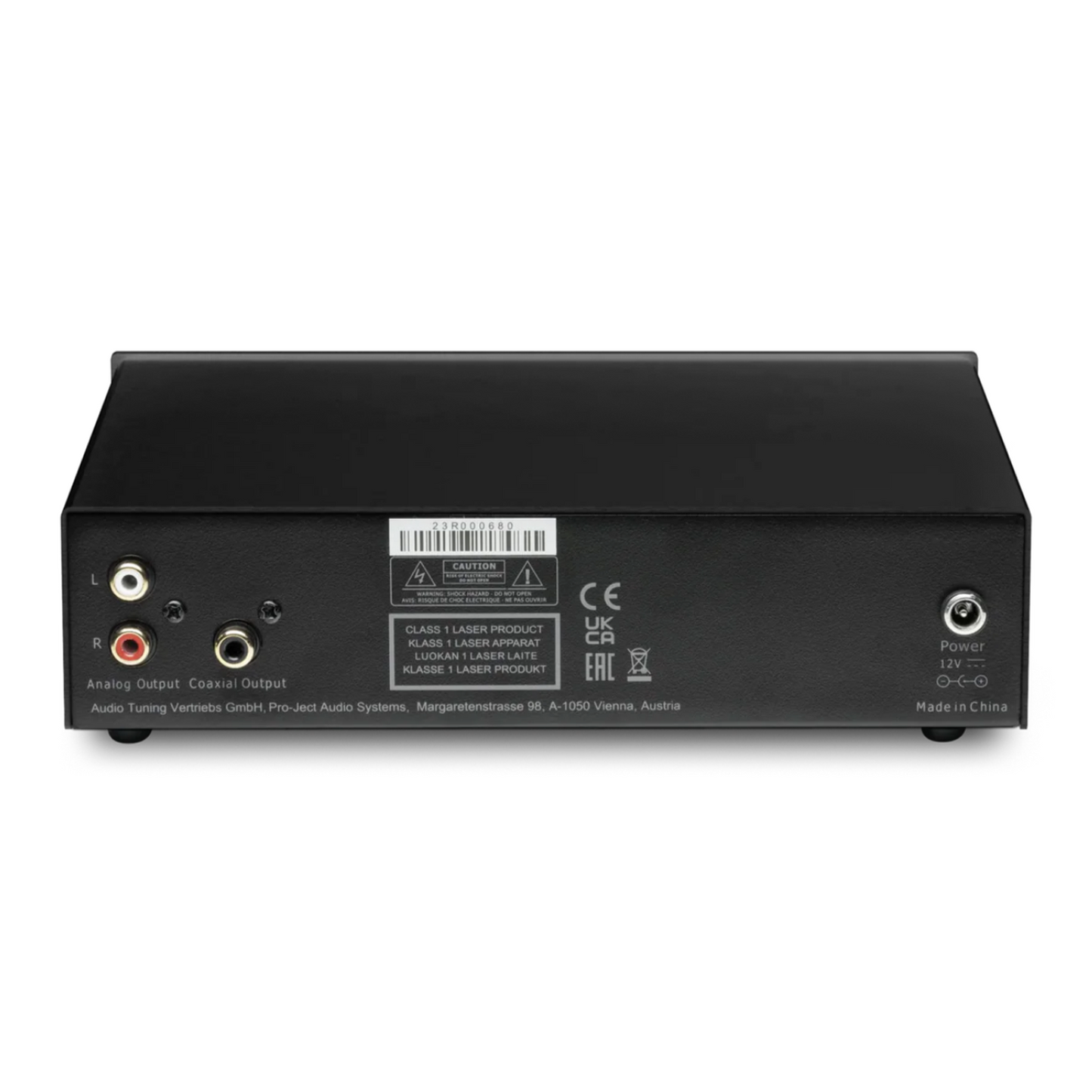 Black Pro-Ject CD Box E CD Player on white background