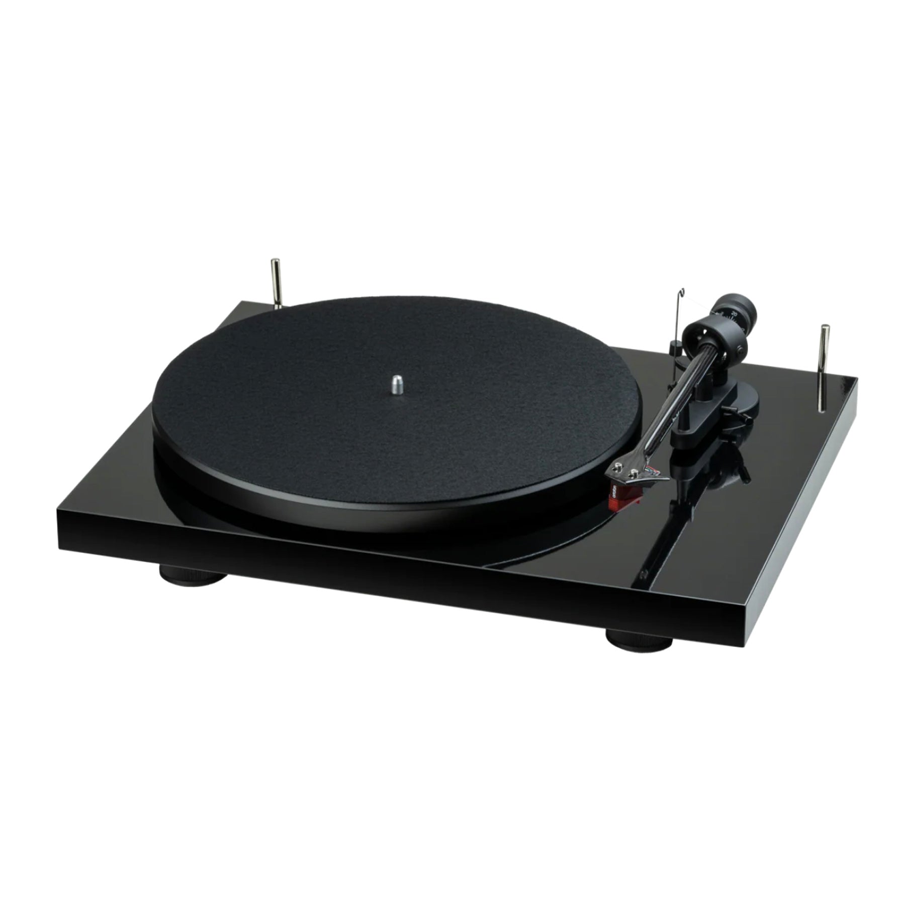 Black turntable on a white background