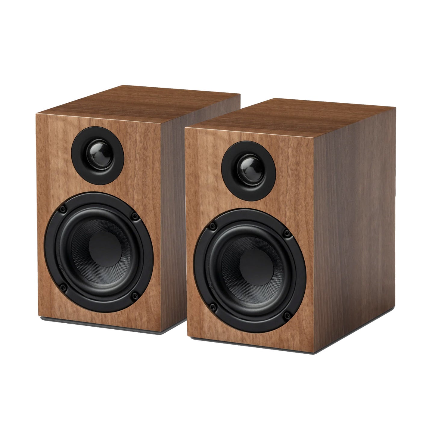 Pro-Ject Speaker Box 3 E Bookshelf Speakers in walnut on white background