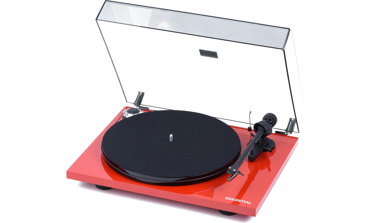 This longer, round profile Belt is designed to fit on a turntable like this Pro-Ject Essential where the motor is mounted next to the main platter