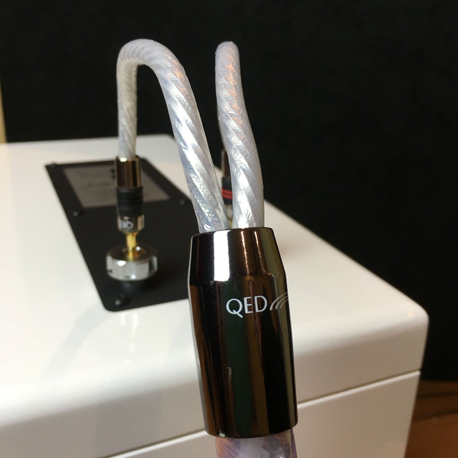 QED Speaker Cable plugged into speaker