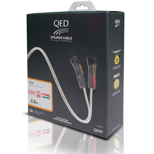 QED XT25 Speaker Cable - Includes pre-fitted QED Airloc Forté banana plugs
