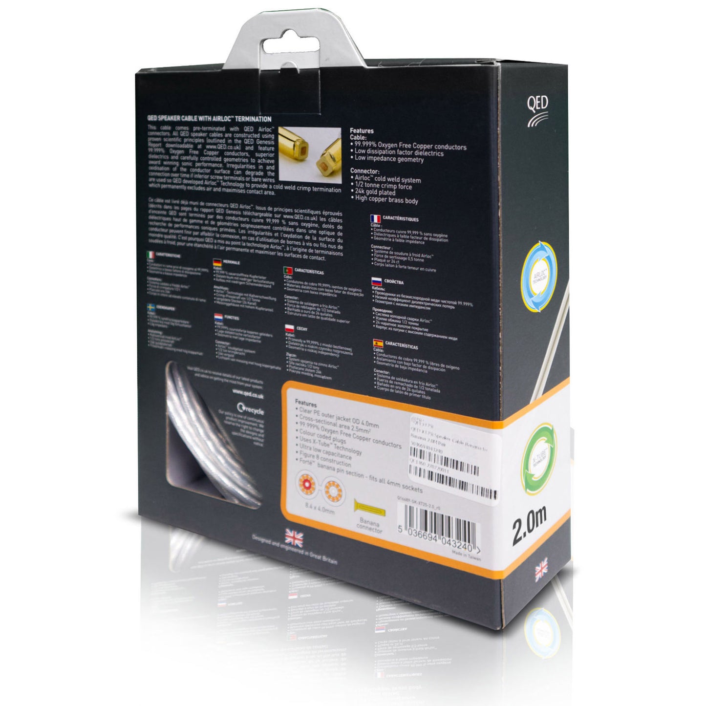 QED XT25 Speaker Cable - Includes quality packaging (rear of box)