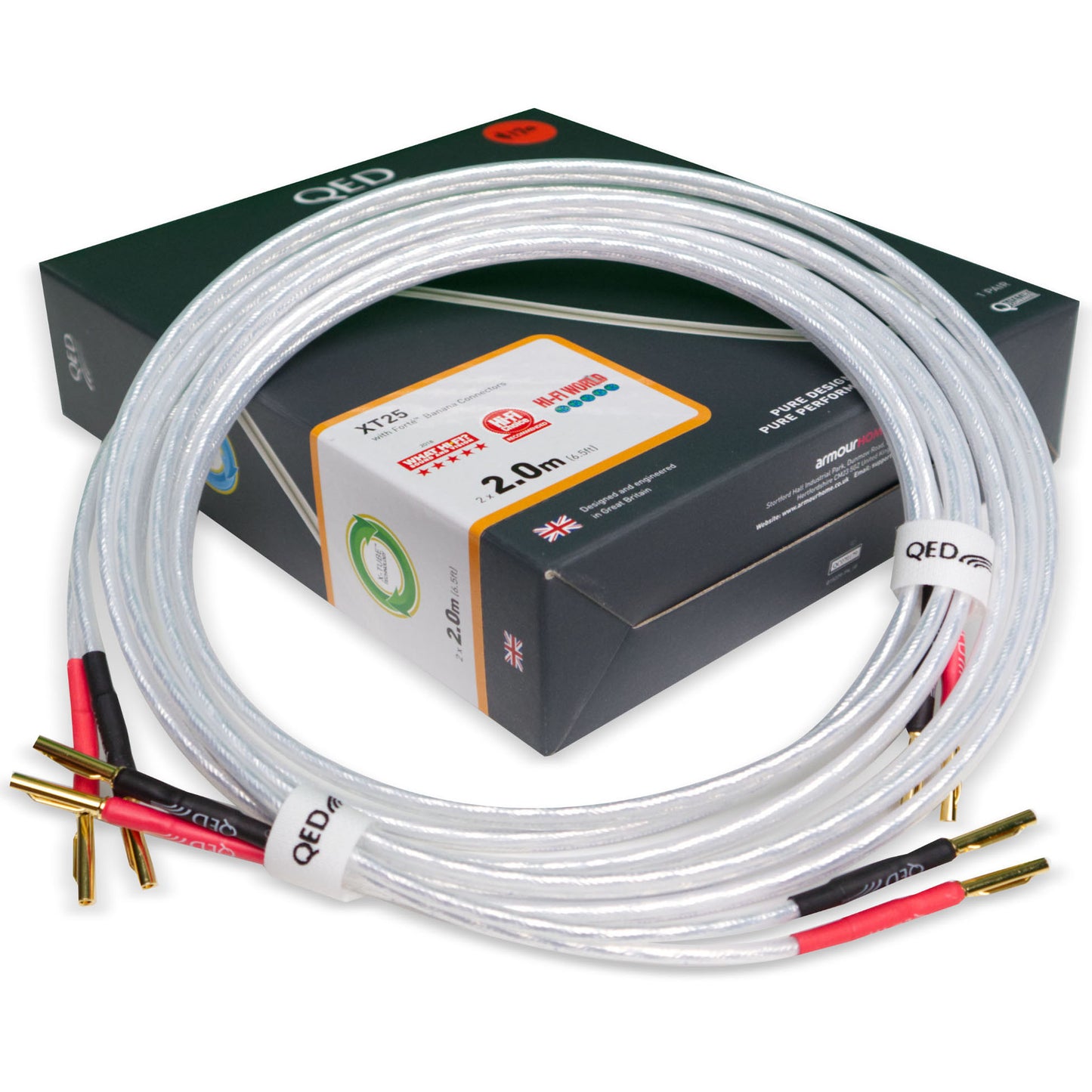 QED XT25 Speaker Cable - Includes pre-fitted QED Airloc Forté banana plugs