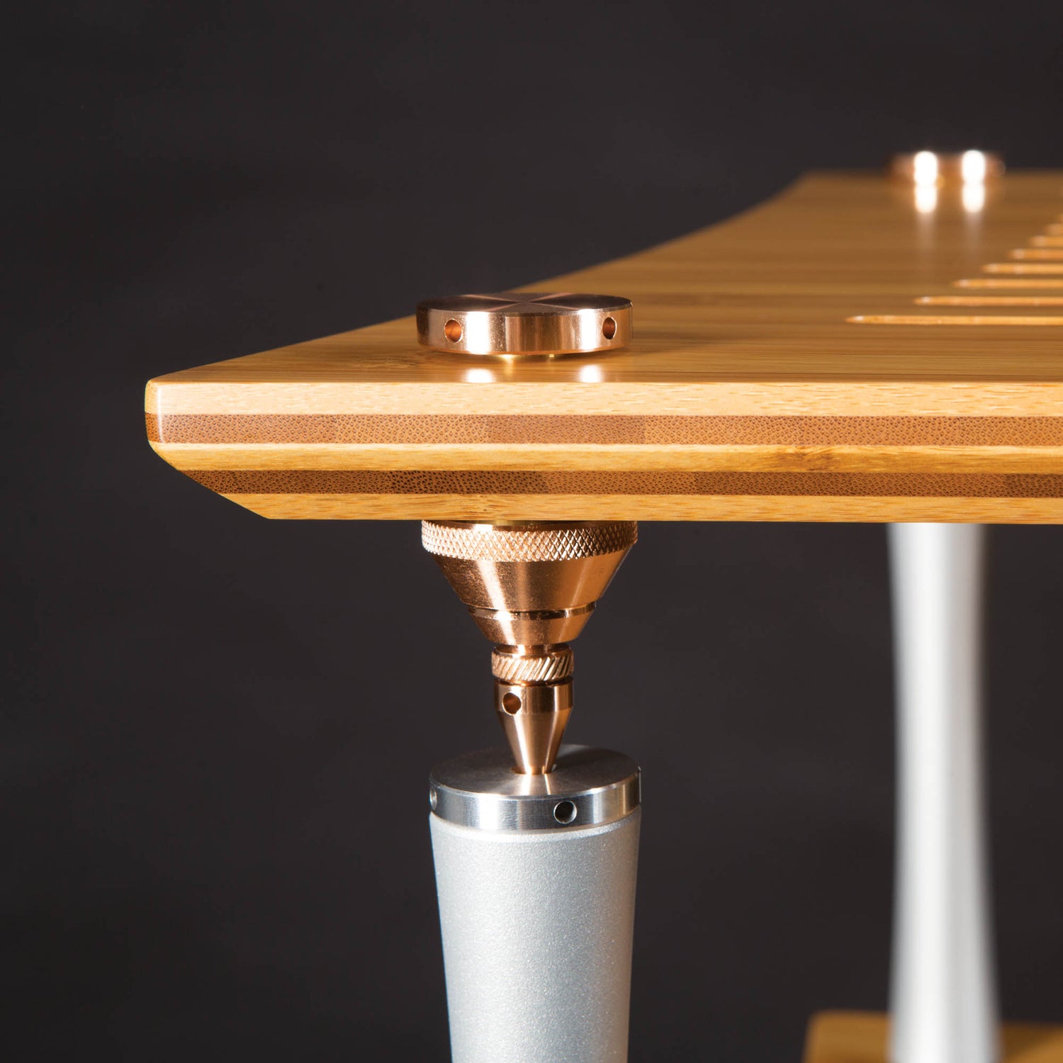 Close up of Quadraspire shelfing system