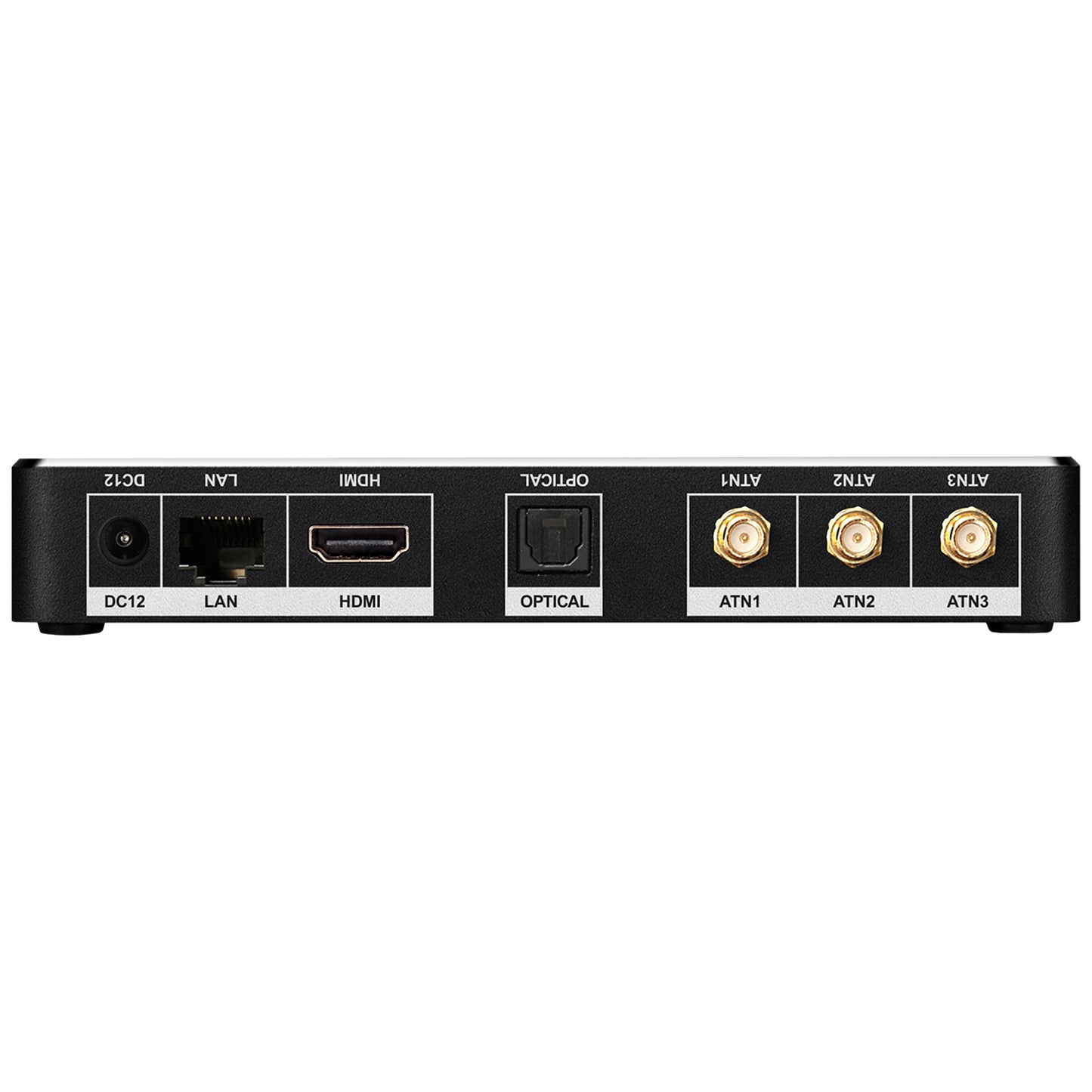 Back of R_volution PlayerMini 4K Ultra HD Media Player on a white background
