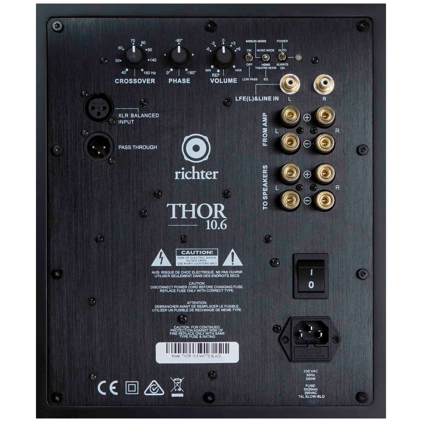 Richter Thor 10.6 - Close up of rear panel options