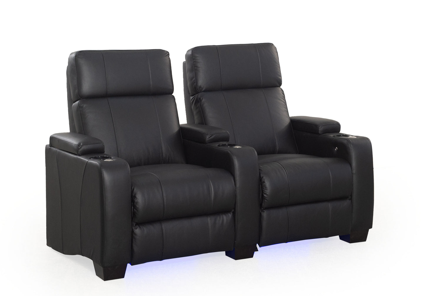 RowOne Kingsley C202K 2 Seater Cinema Chairs - Angle view with lights on