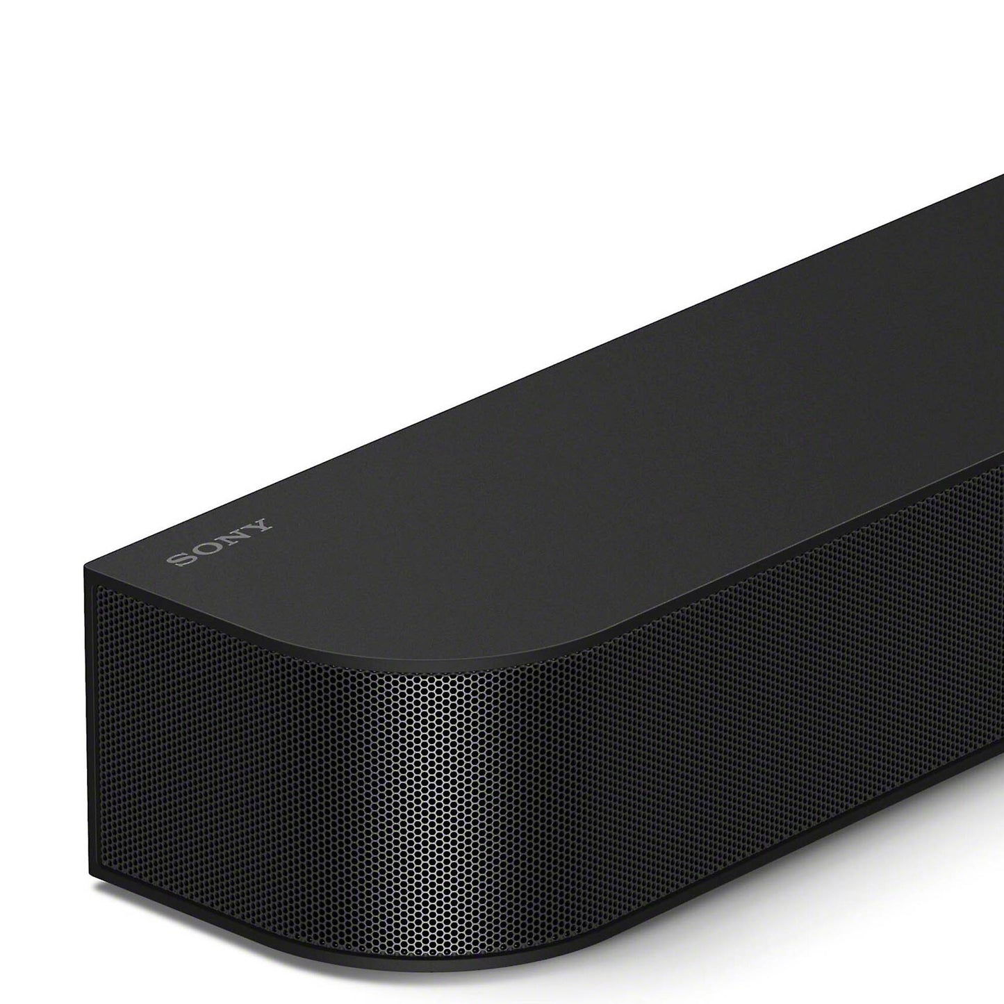 Black Sony soundbar on a white background