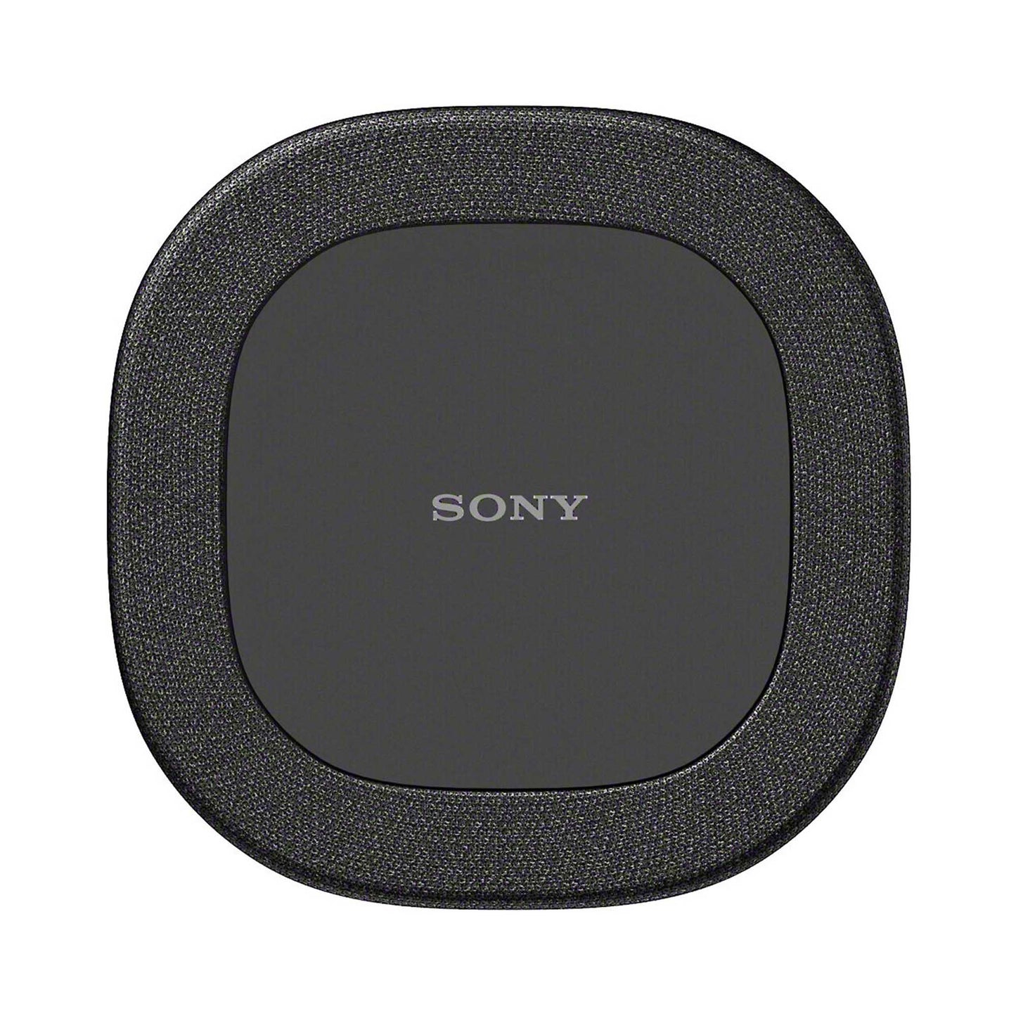 top of black Sony speaker on a white background