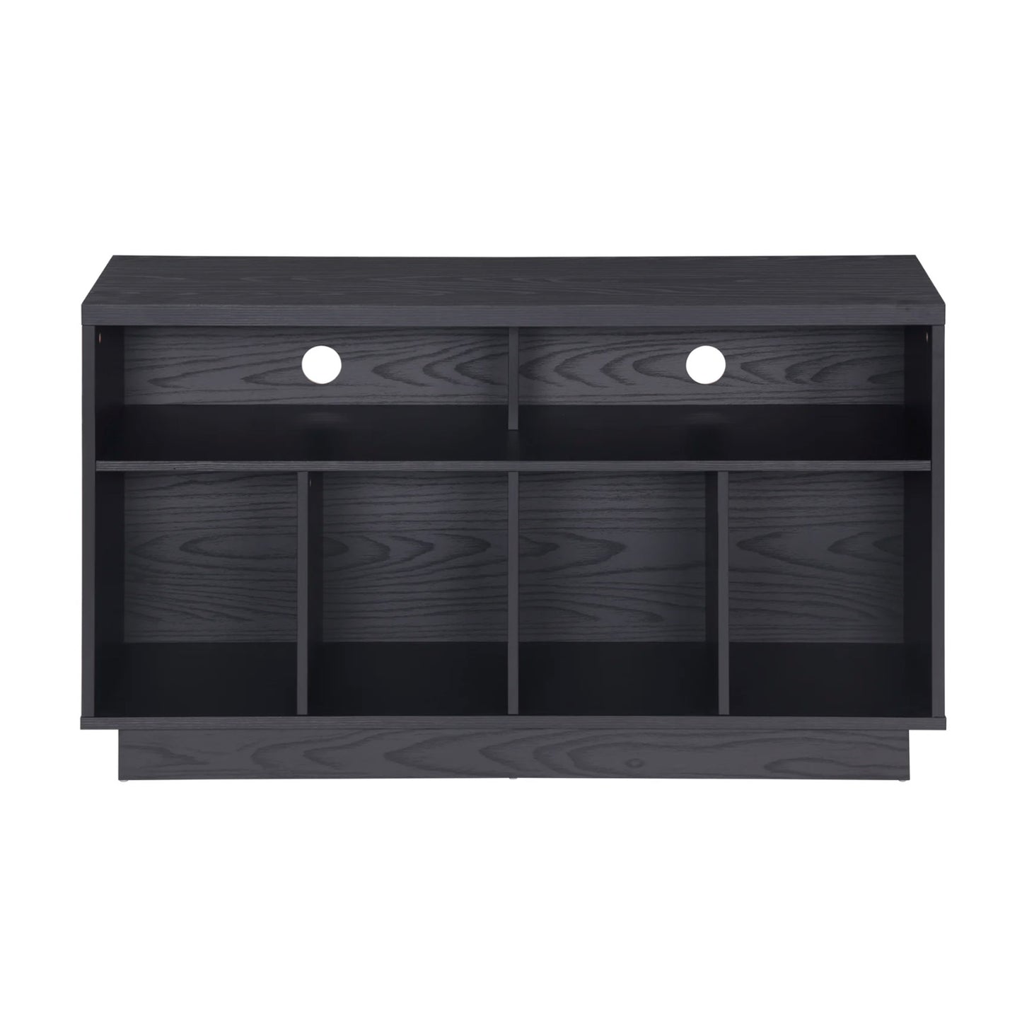 Black Tauris Edison 1200 Media Cabinet with multiple shelves on a white background