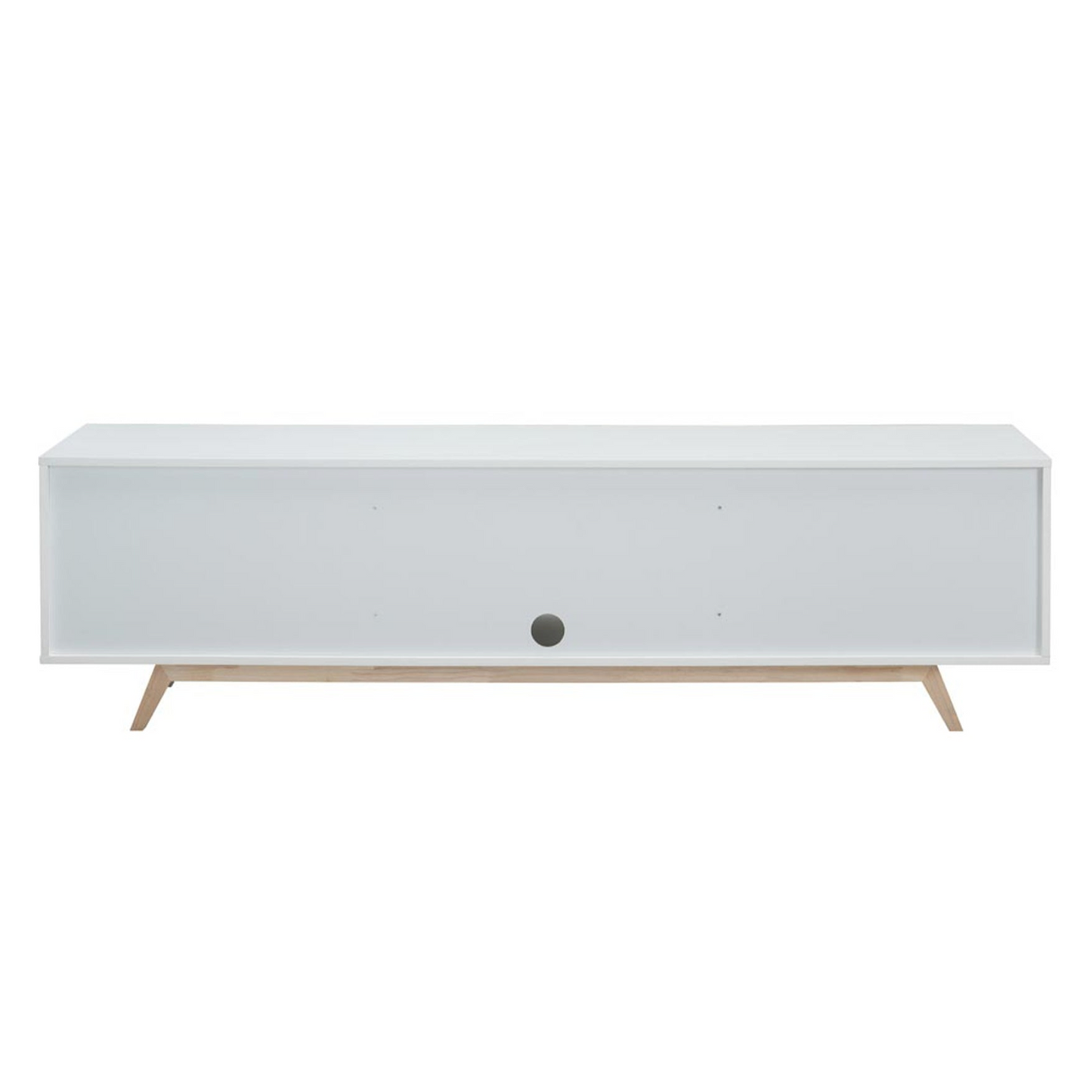 rear of cabinet with cable hole in white