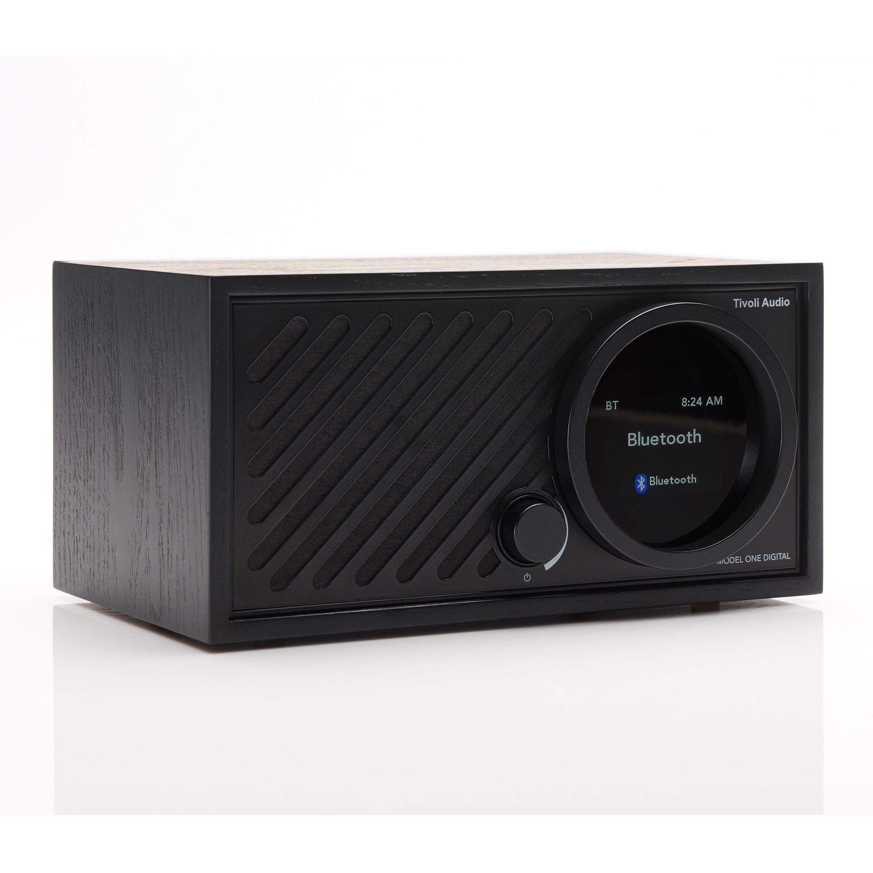 Angle of black Tivoli Audio Model One Digital Gen 3 on white background