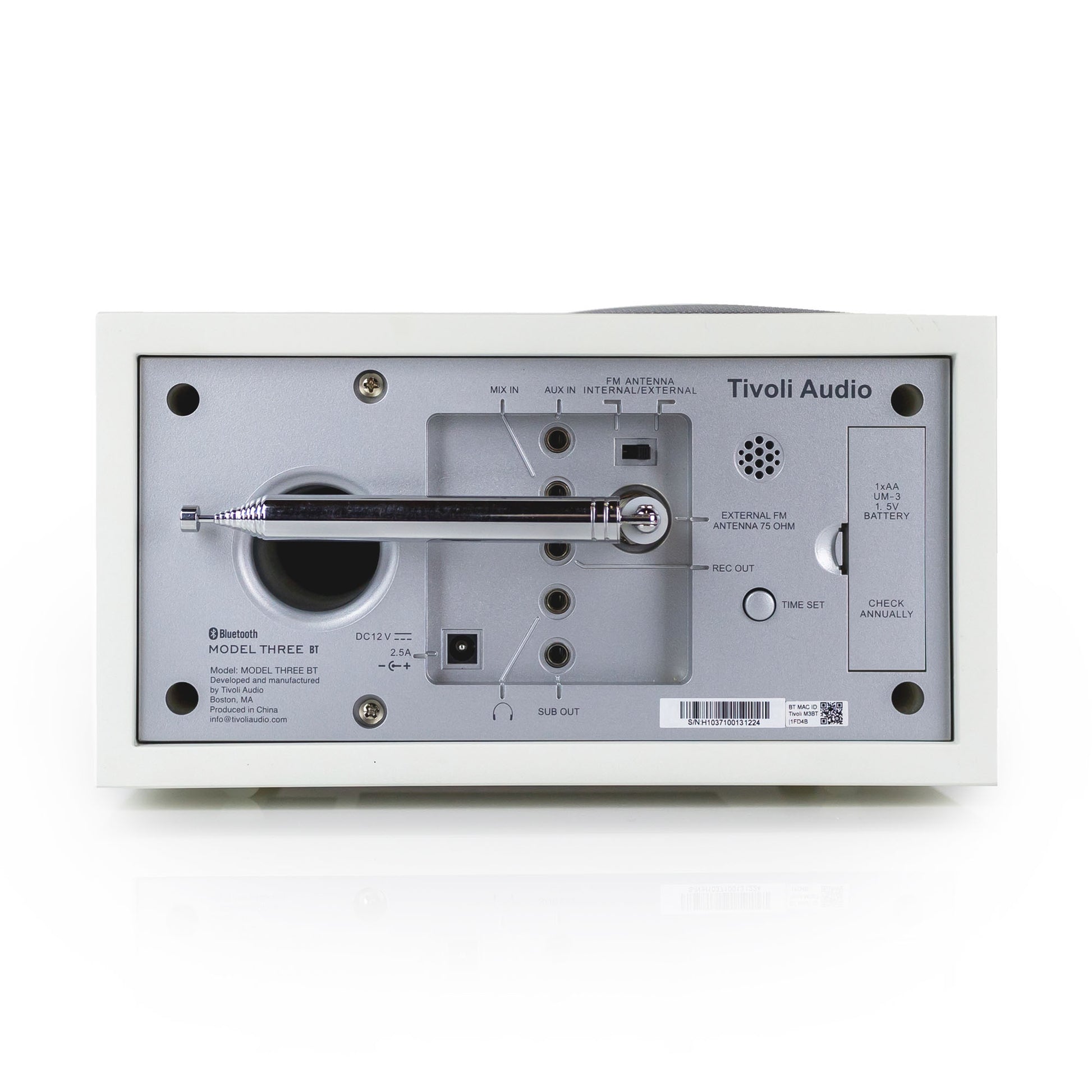 Back view of Tivoli Audio Model Three BT with USB-C in white