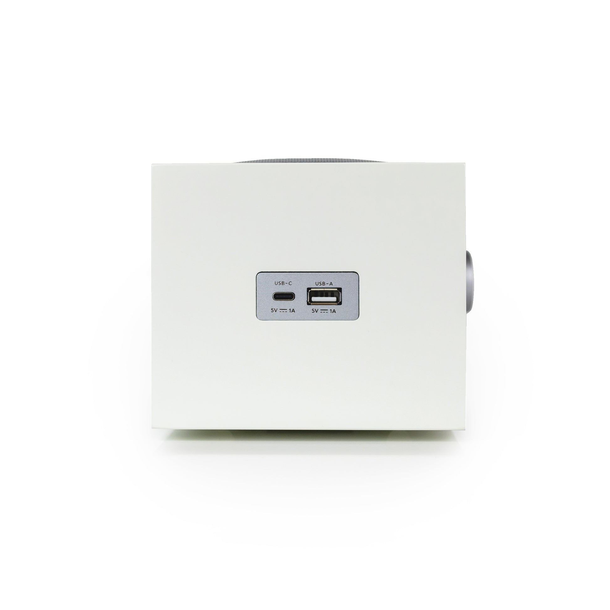 Side view of Tivoli Audio Model Three BT with USB-C showing usb ports