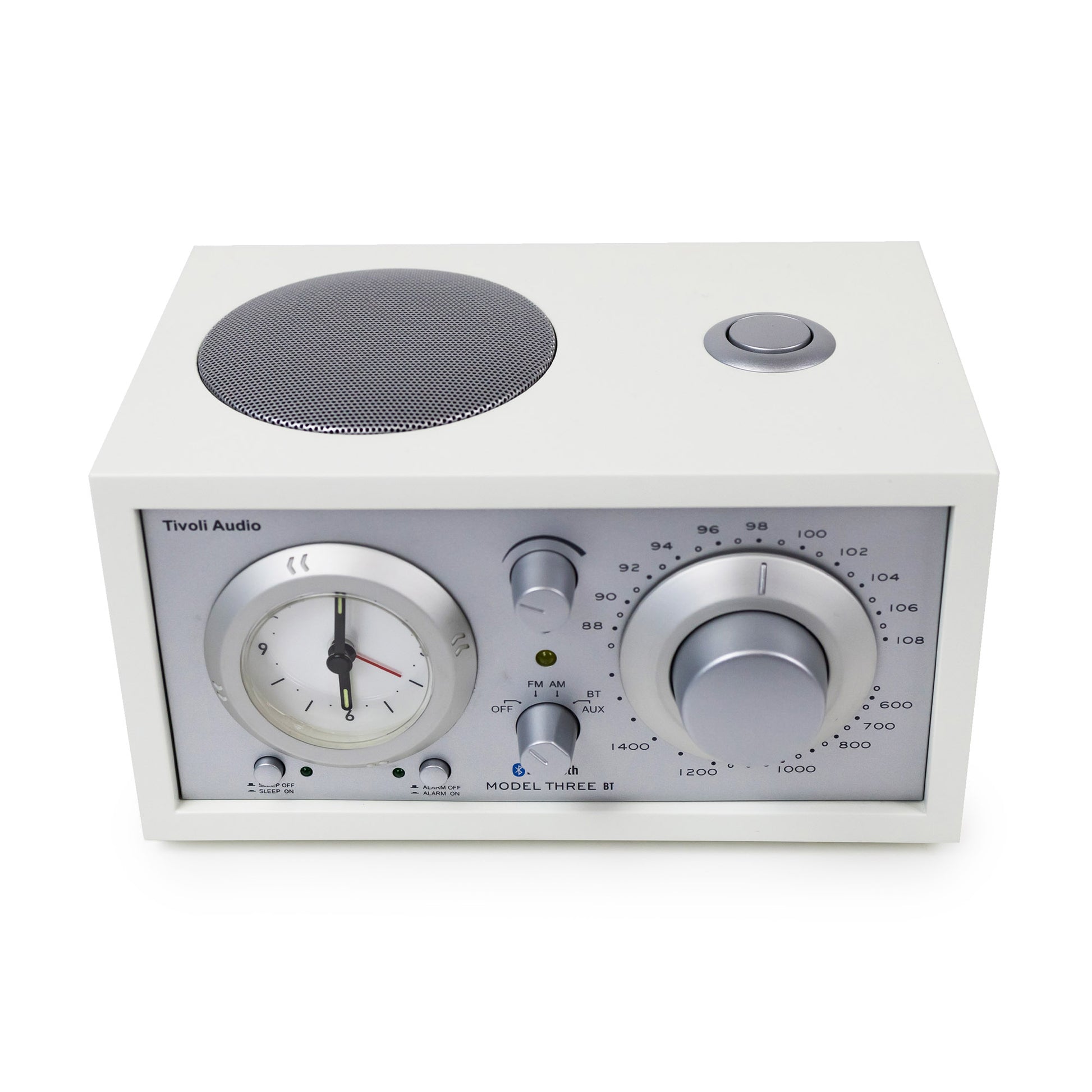 Top view of Tivoli Audio Model Three BT with USB-C in white