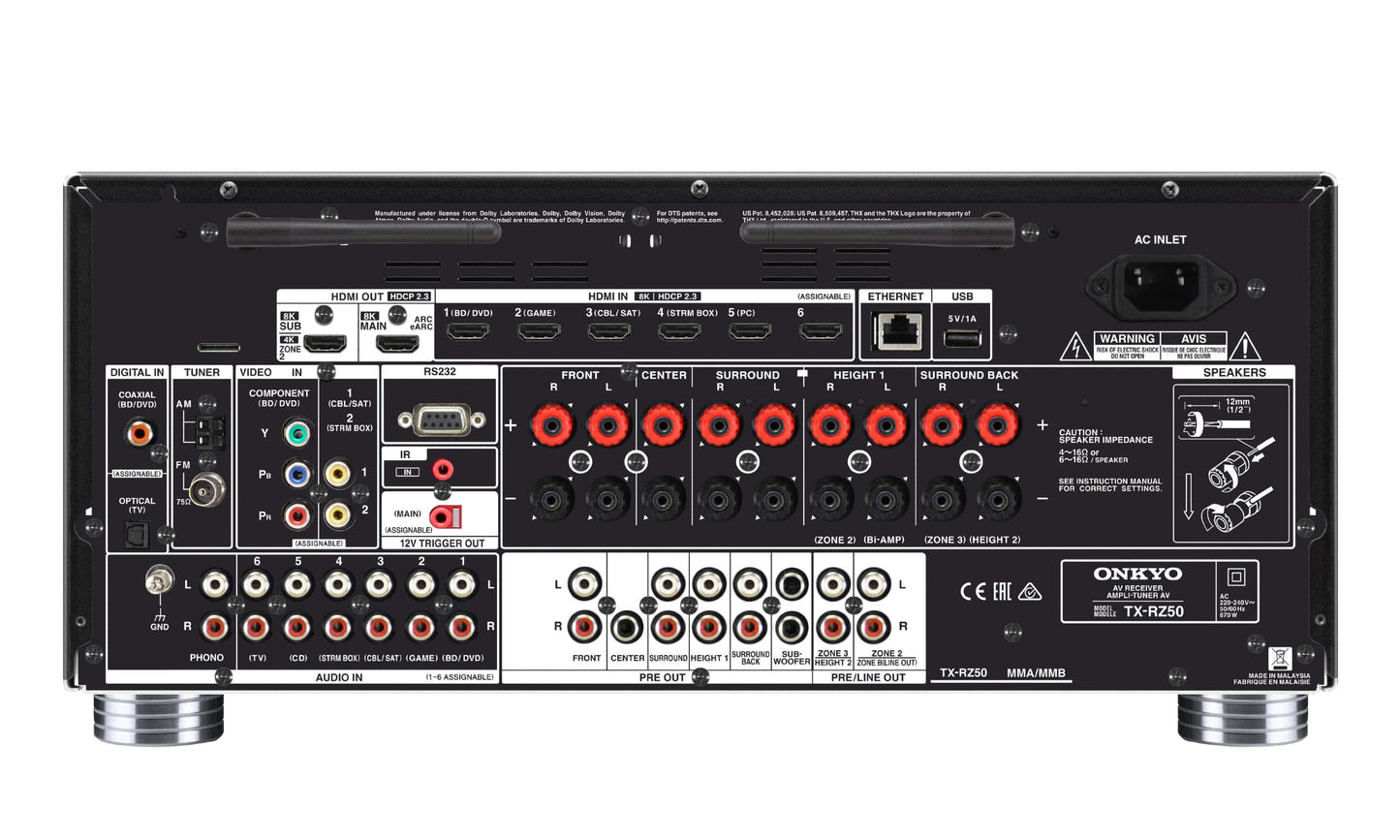 Onkyo TX-RZ50 - Rear Panel