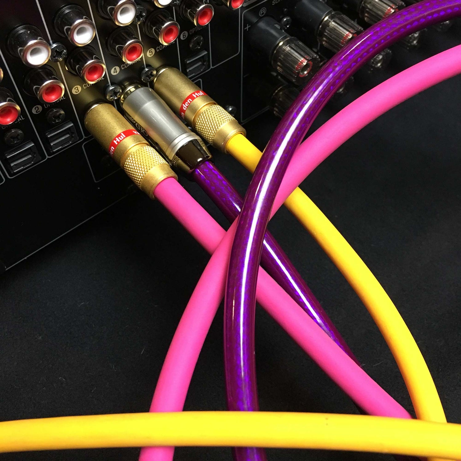 Van den Hul Cables plugged into the back of amplifier
