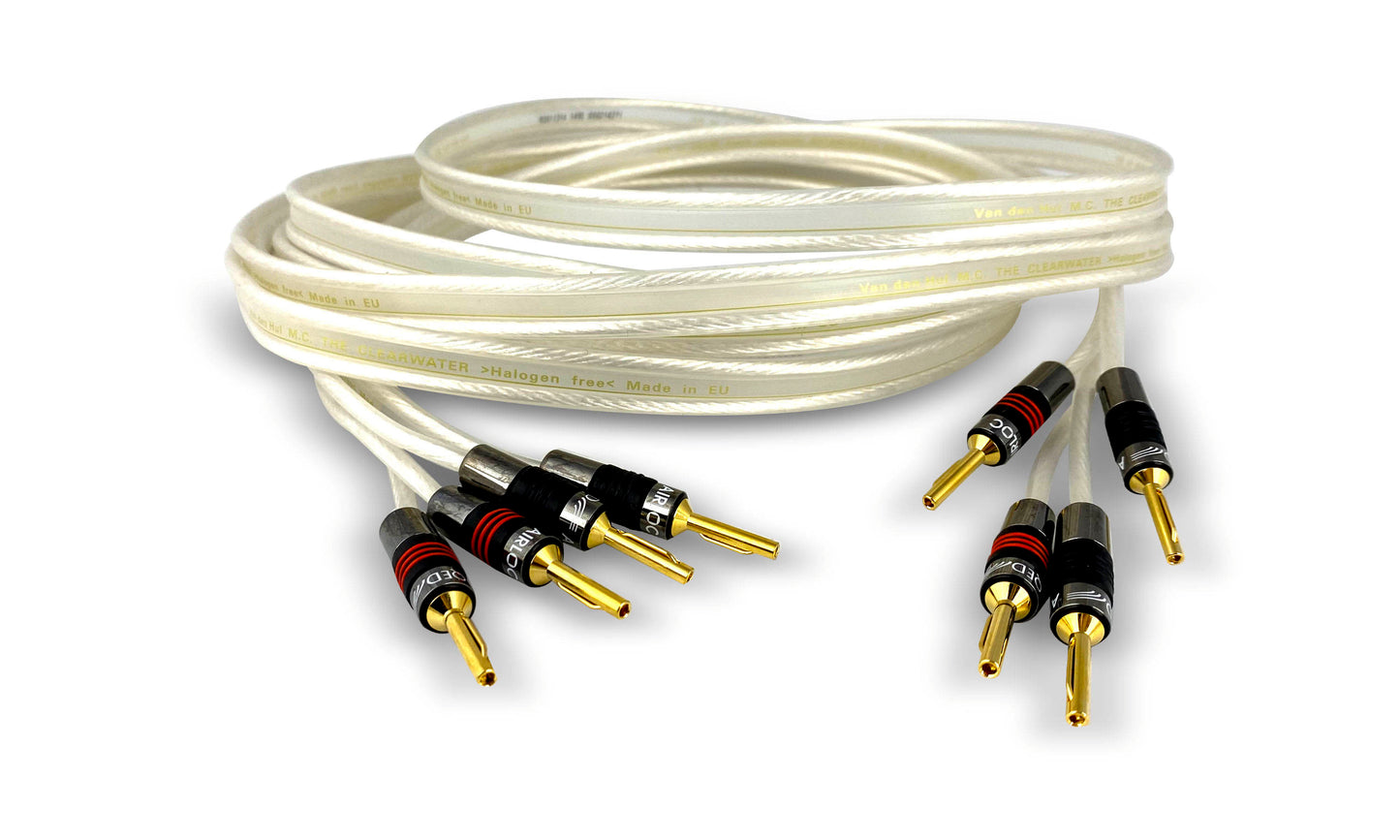 Van den Hul The Clearwater speaker cable terminated with QED AirLoc Metal banana plugs