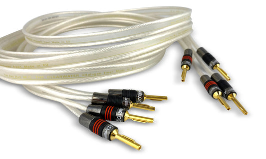 Van den Hul The Clearwater speaker cable terminated with QED AirLoc Metal banana plugs