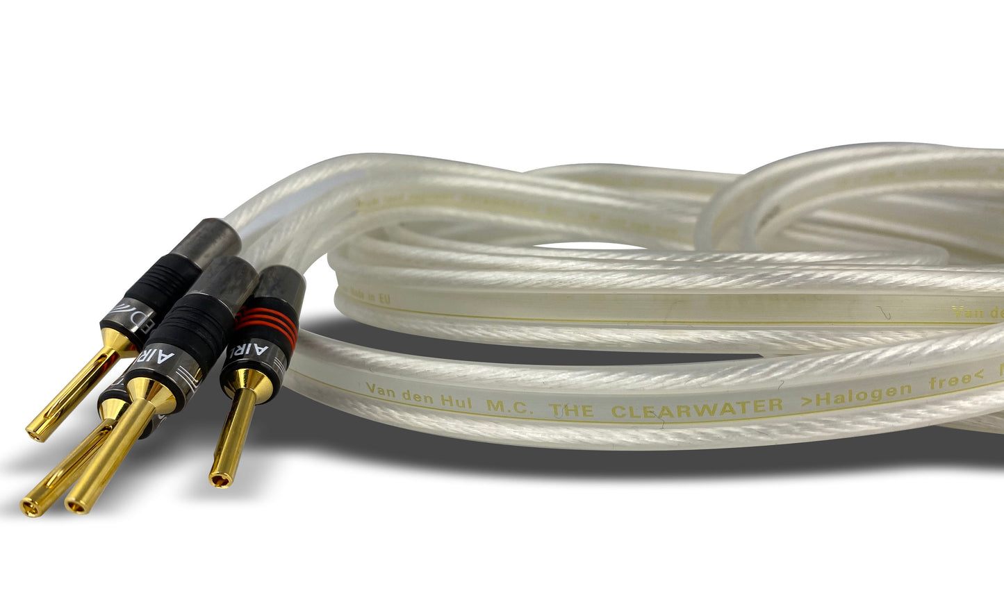 Van den Hul The Clearwater speaker cable terminated with QED AirLoc Metal banana plugs