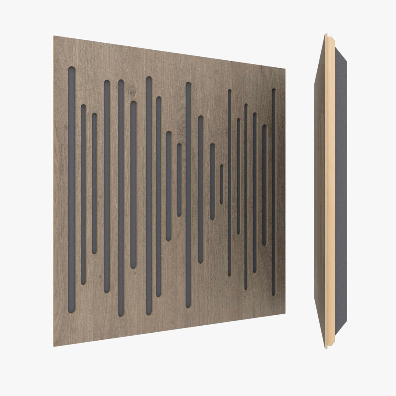 Vicoustic Wavewood Ultra Lite Absorber Panels in brown oak finish