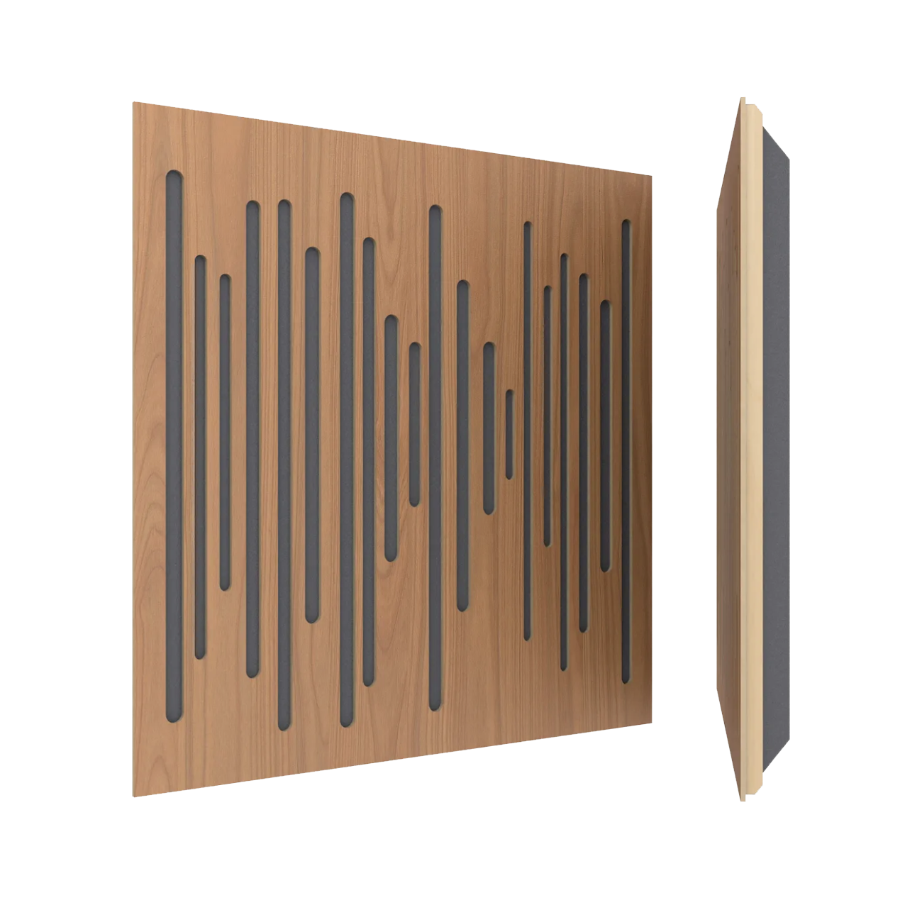 Vicoustic Wavewood Ultra Lite Absorber Panels in locarno cherry finish