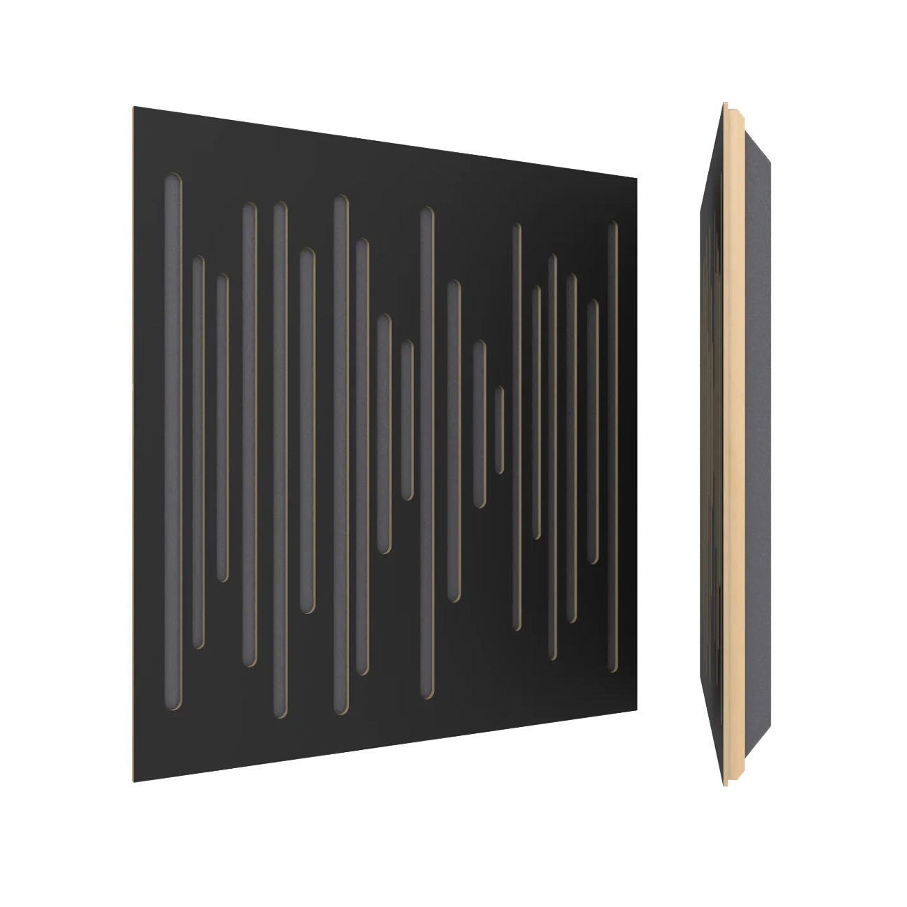 Vicoustic Wavewood Ultra Lite Absorber Panels in black matte finish