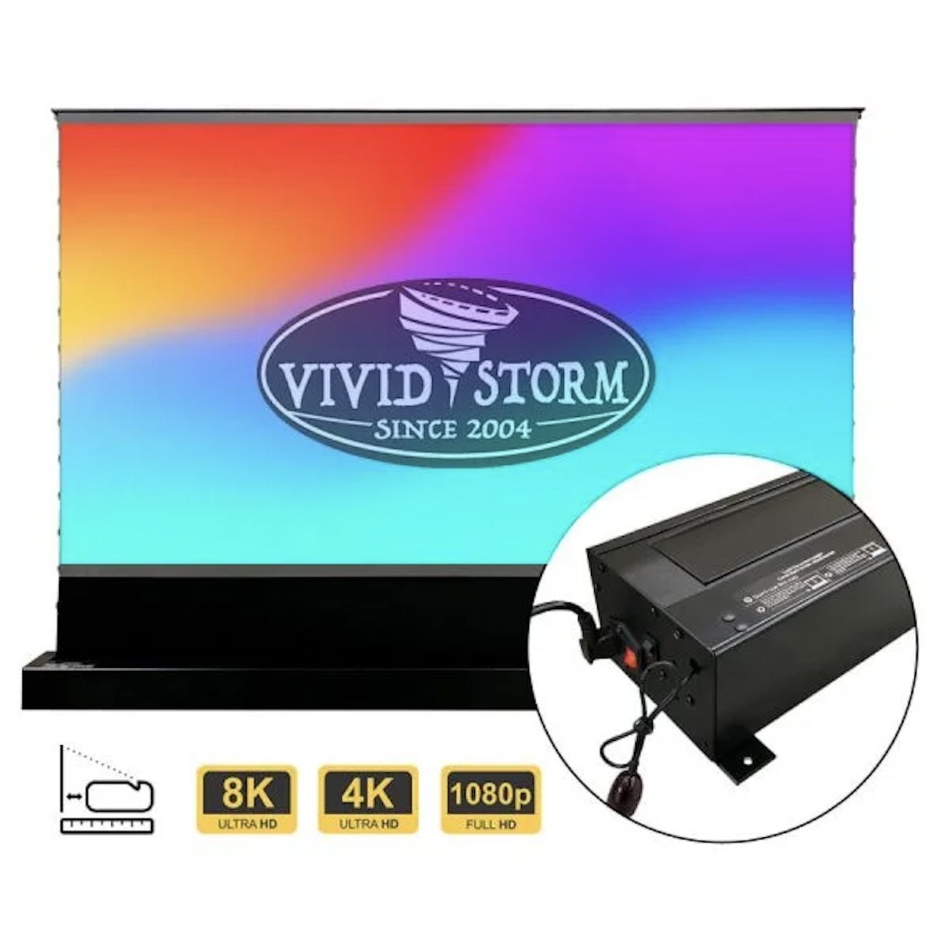 Vividstorm S PRO P Motorised Floor Rising CLR Perforated Projector Screen (Black)