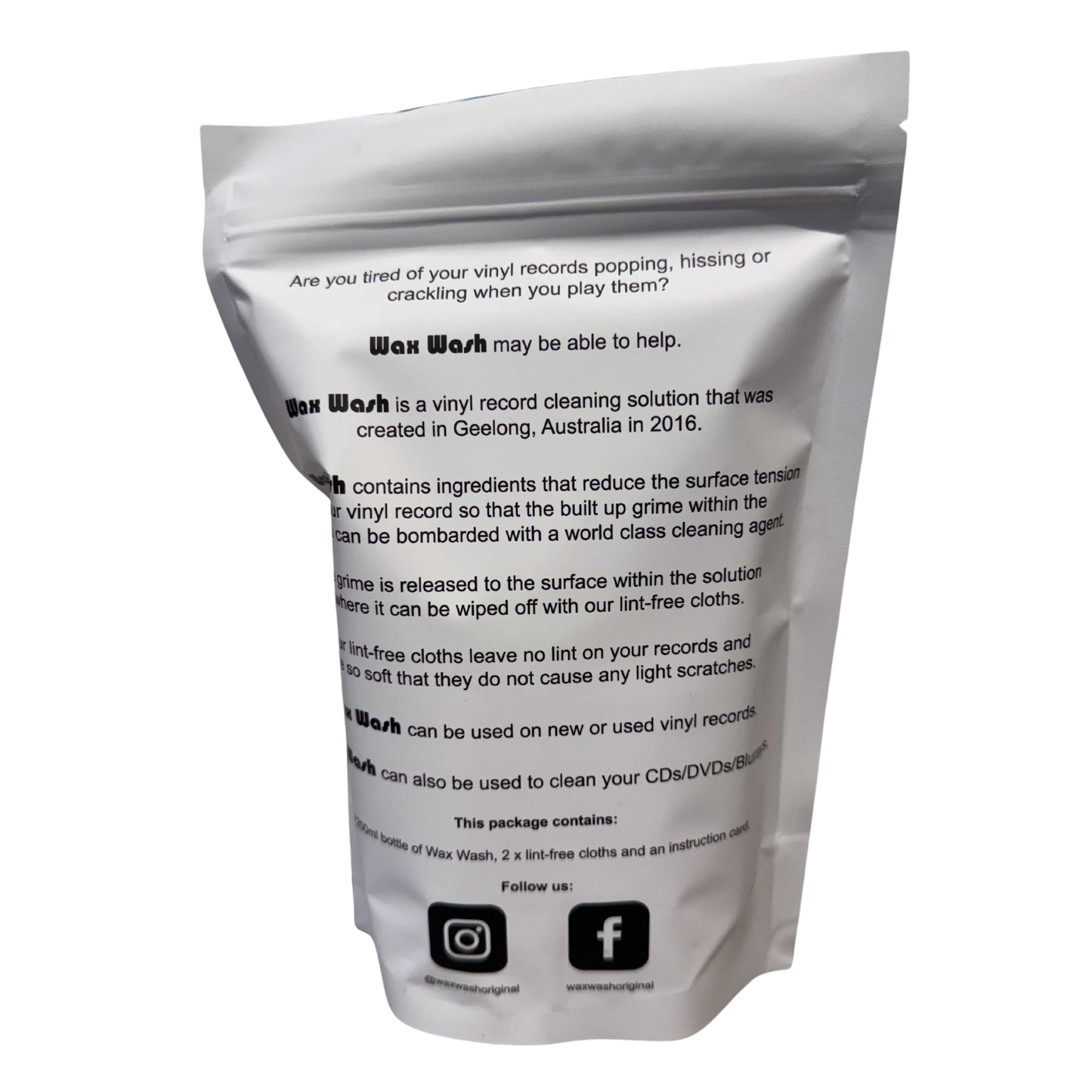 Back of Wax Wash bag on white background