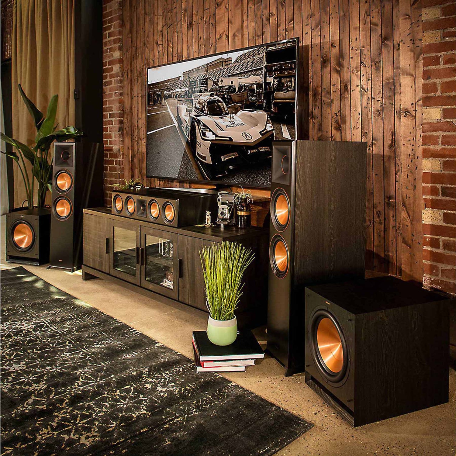 Home Cinema Speakers set up with TV
