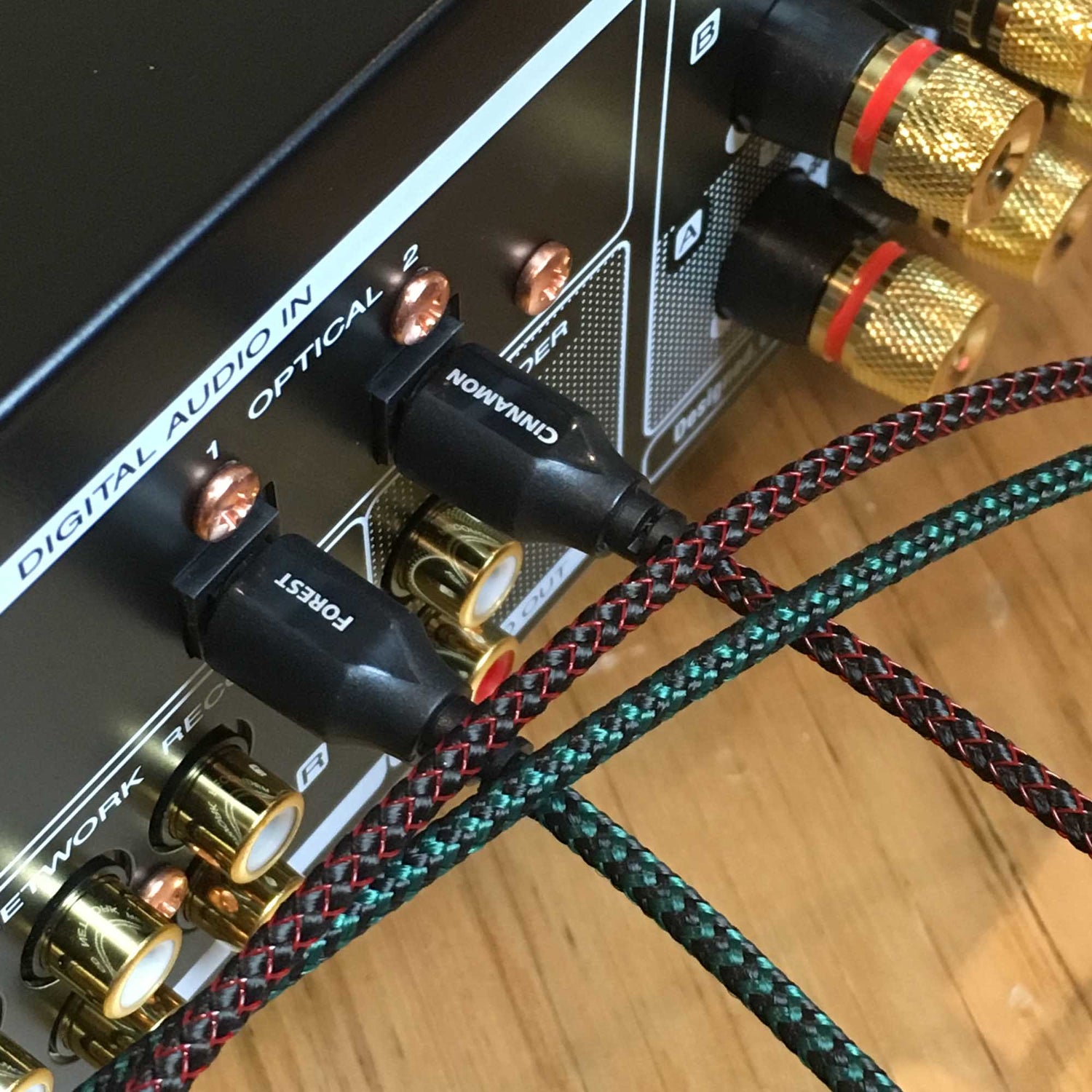 Optical cables plugged in
