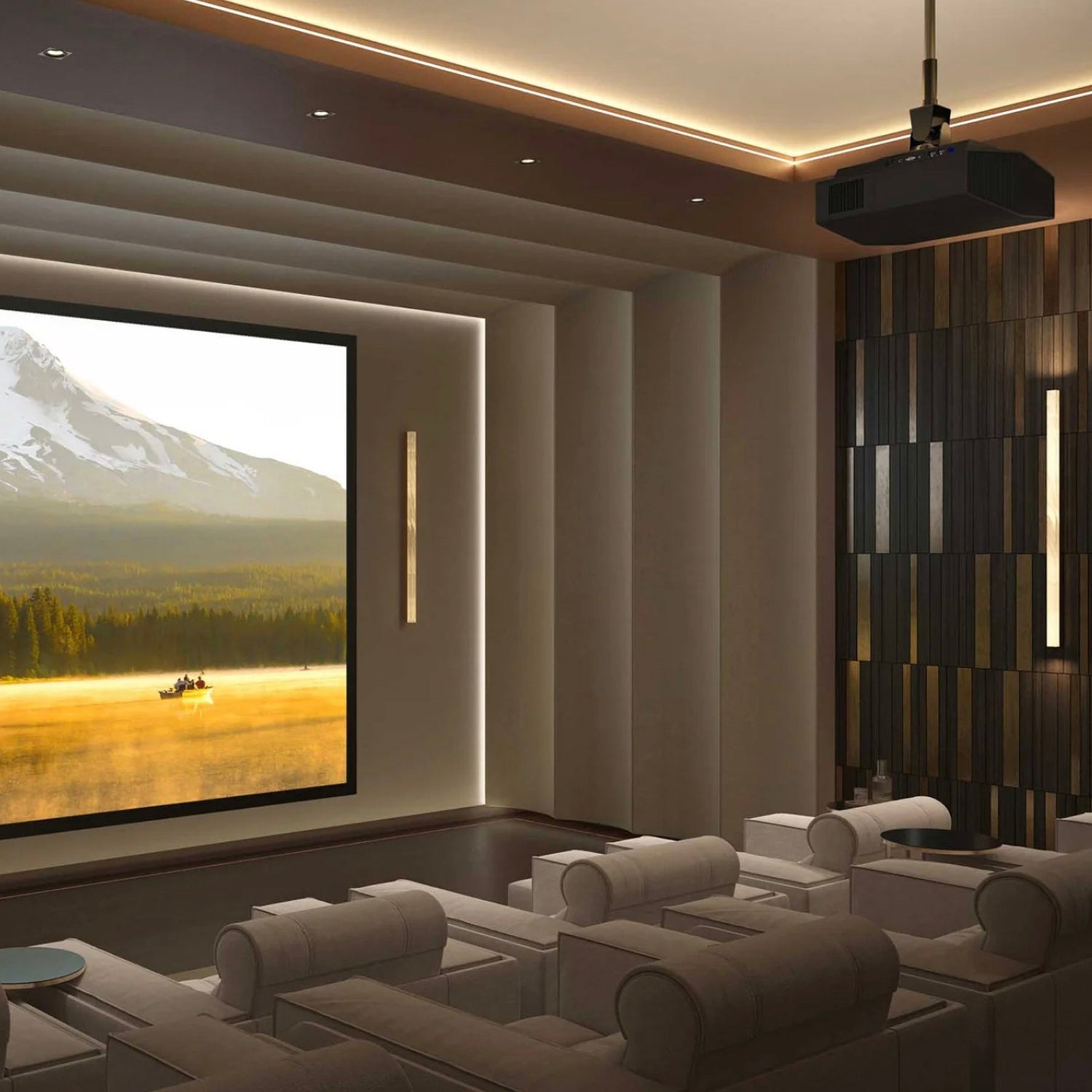 Projector on ceiling in cinema room