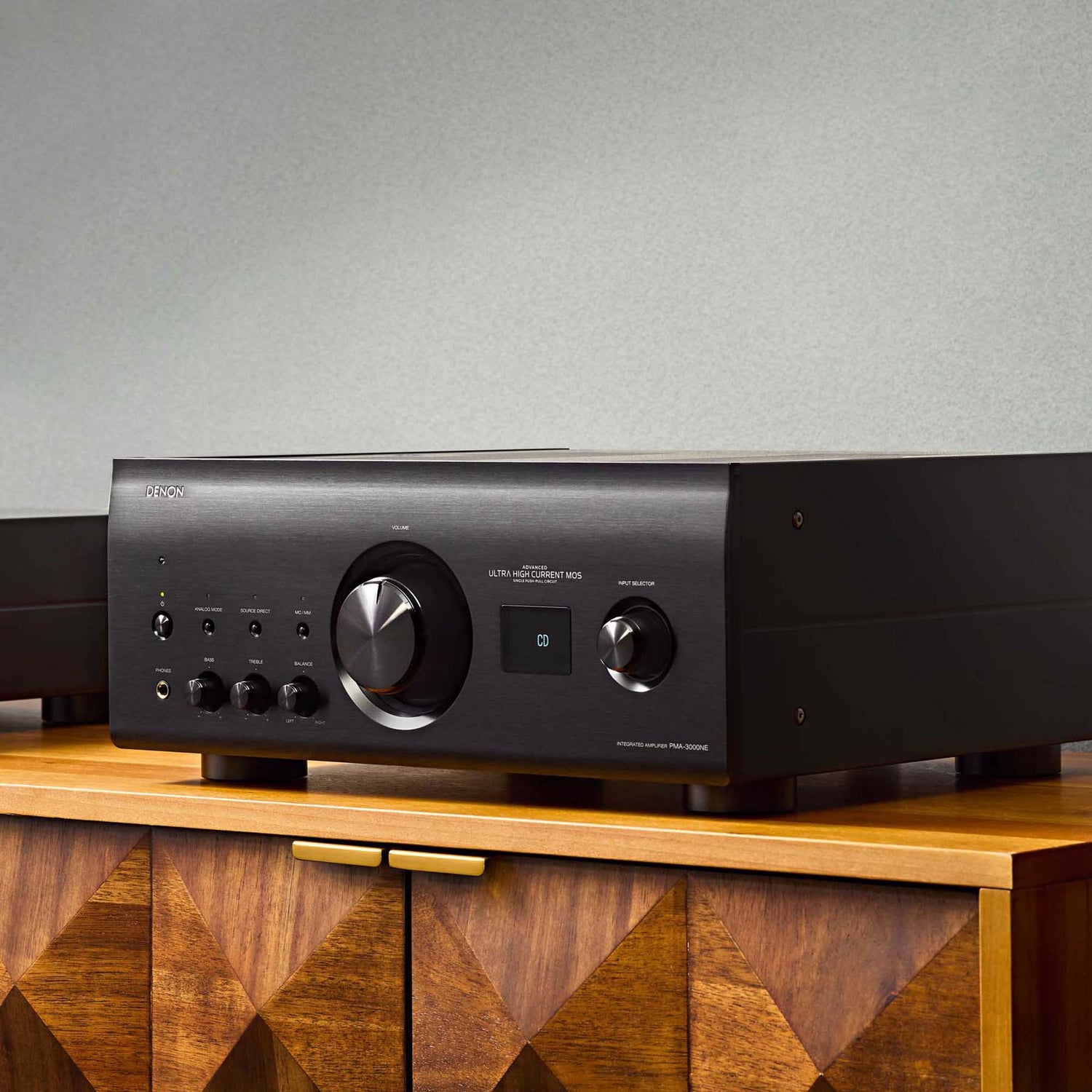 black amplifier on cabinet