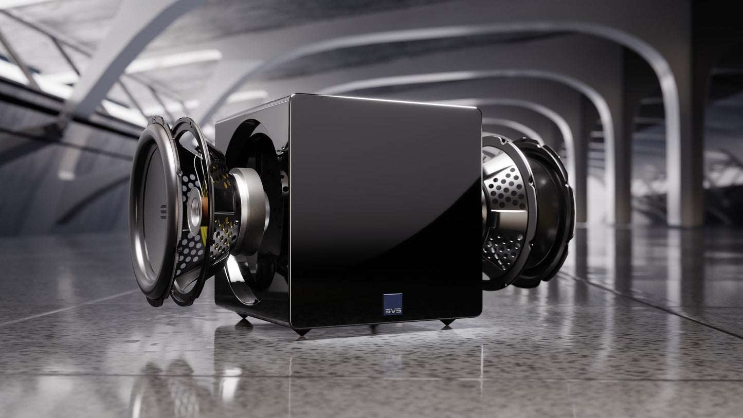 Black SVS 3000 Micro R|Evolution Subwoofer explosion view