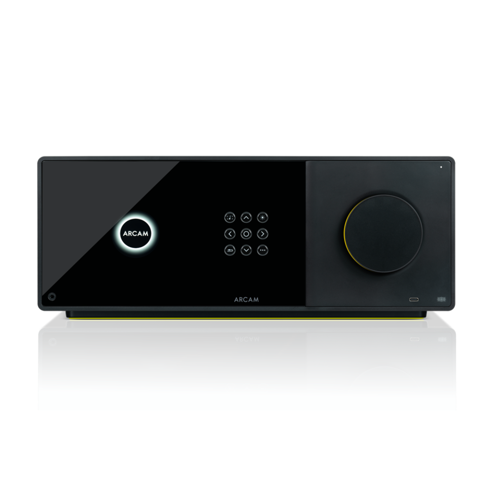 Front view of Arcam AVA15 AV Amplifier on a white background
