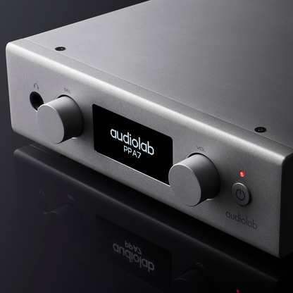 Close up of silver Audiolab PPA7 Phono Preamplifier