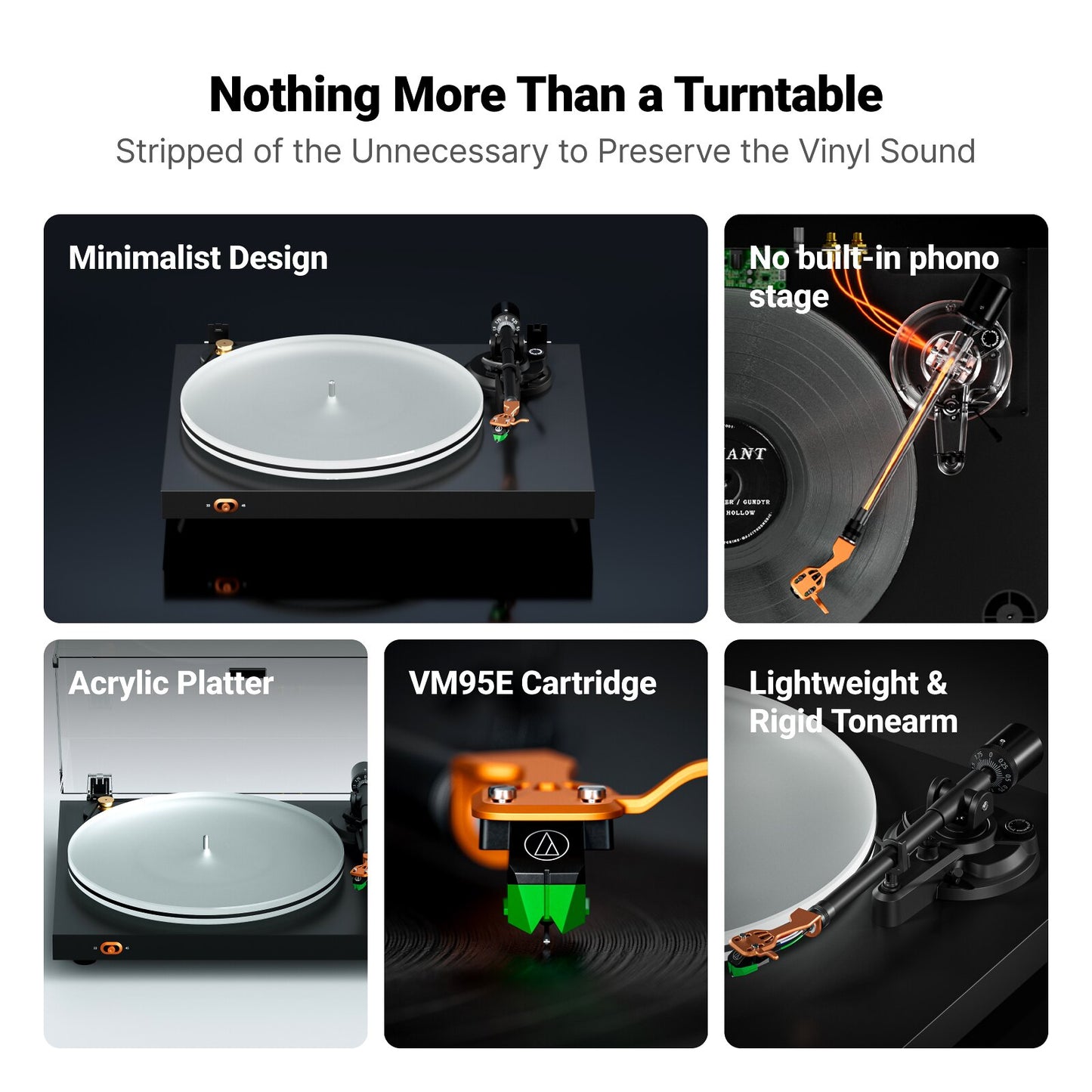 Turntable with features highlighted on a white background