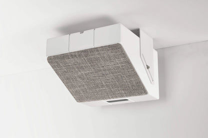 White Ascendo THE6 Passive Wedge Speaker with grey grille on
