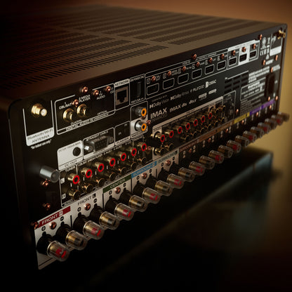 Close up of rear Marantz Cinema 50 Series 2 9.4 Channel AV Receiver