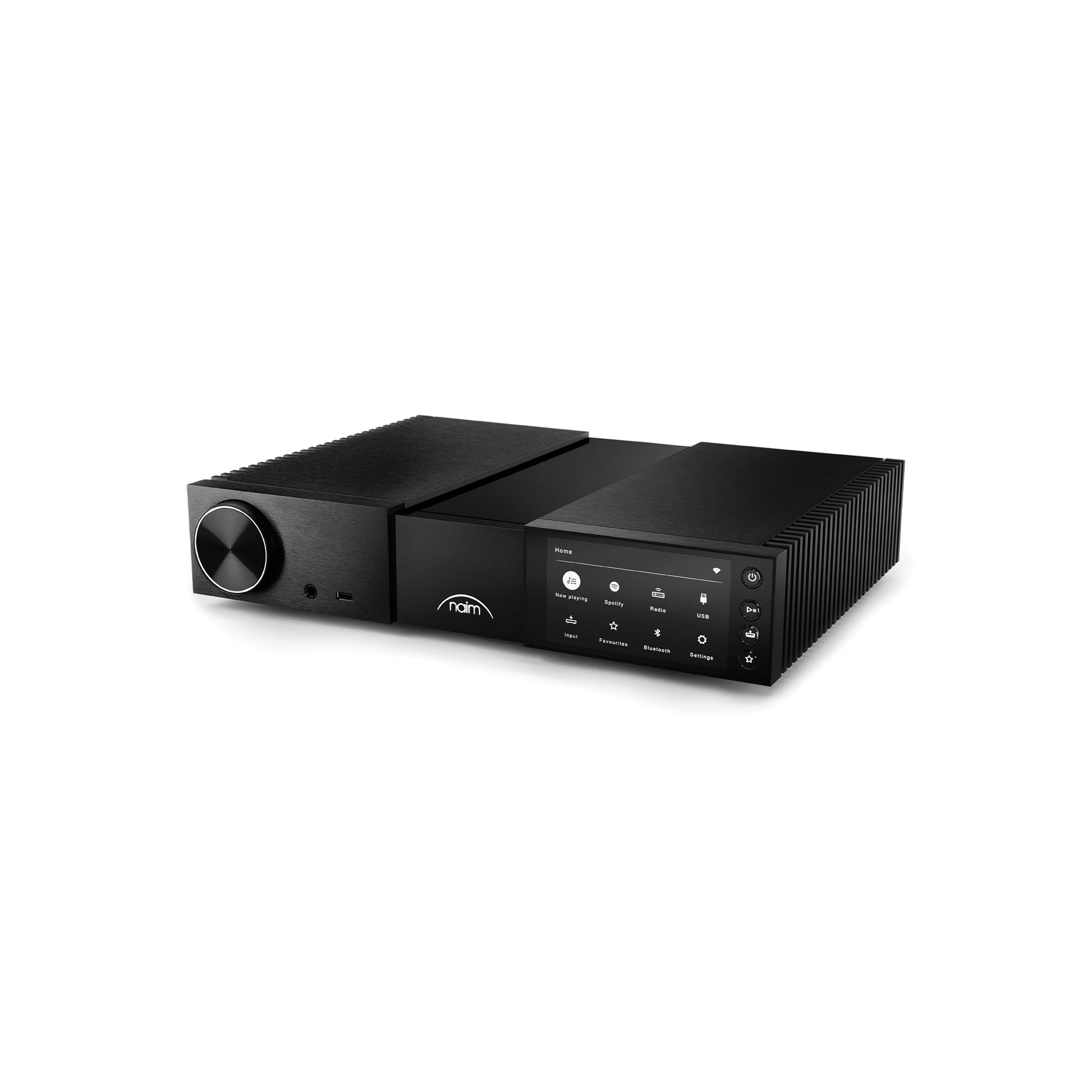 Top angle view of Naim NSC 222 Streaming Pre-Amp on white background